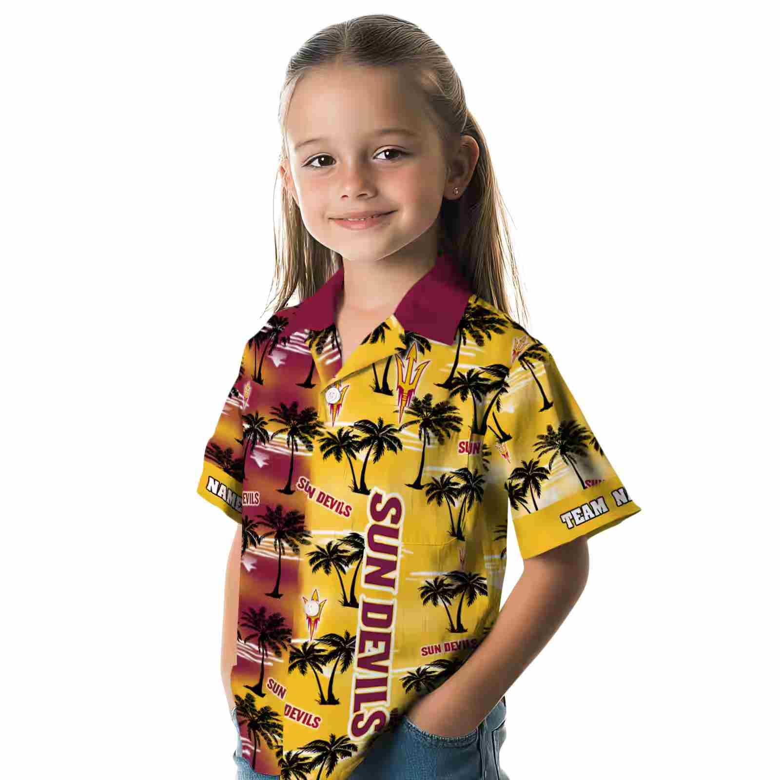 customized arizona state sun devils palm silhouettes maroon hawaiian shirt premium grade