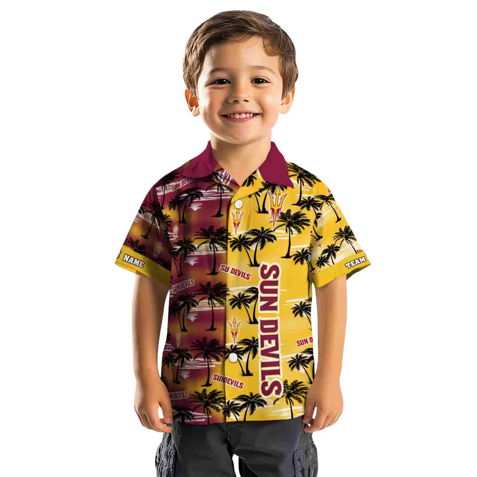 customized arizona state sun devils palm silhouettes maroon hawaiian shirt top rated