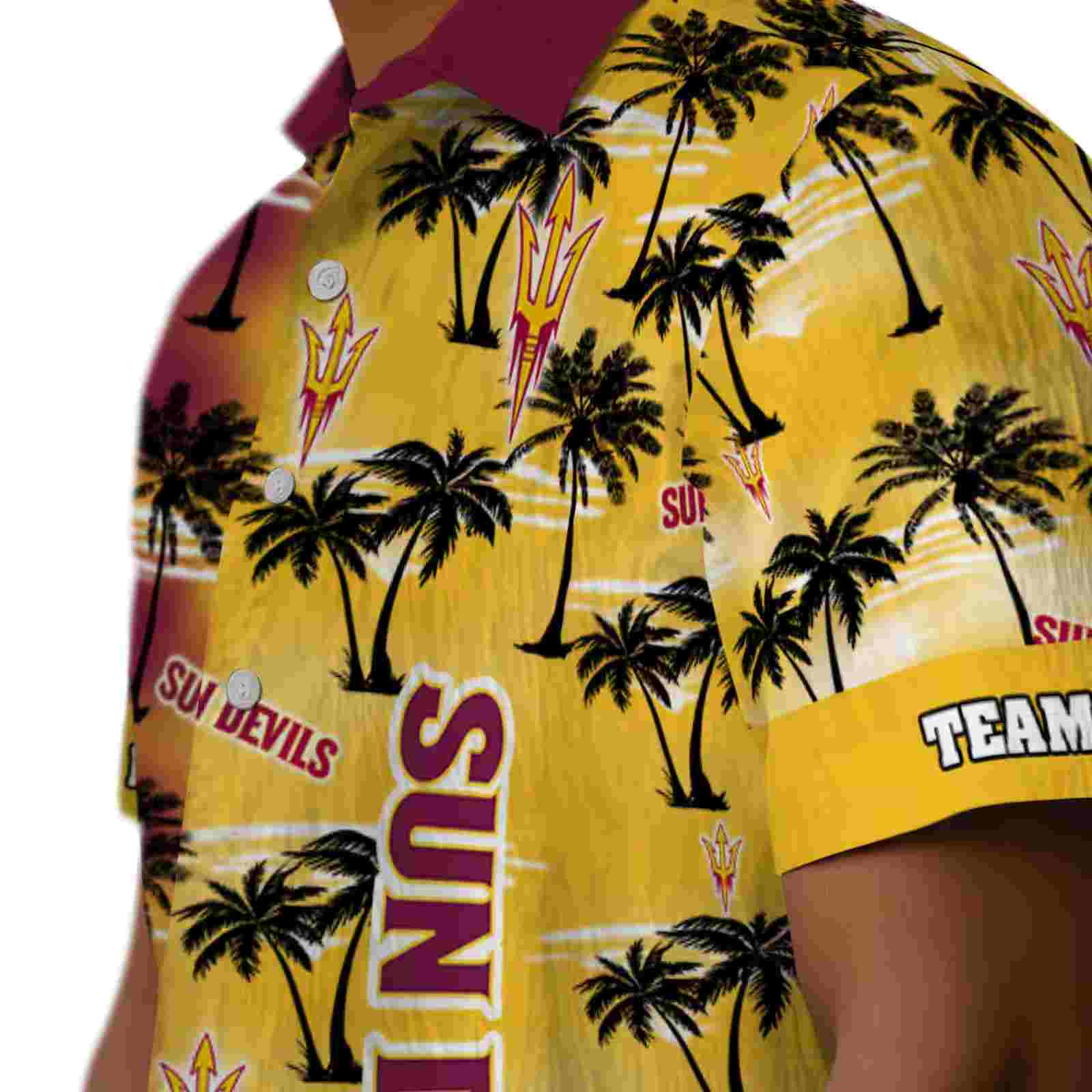 customized arizona state sun devils palm silhouettes maroon hawaiian shirt trendy