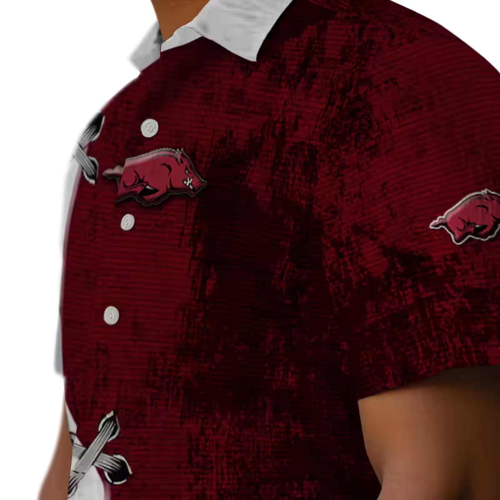 customized arkansas razorbacks edgy streaks red white hawaiian shirt trendy