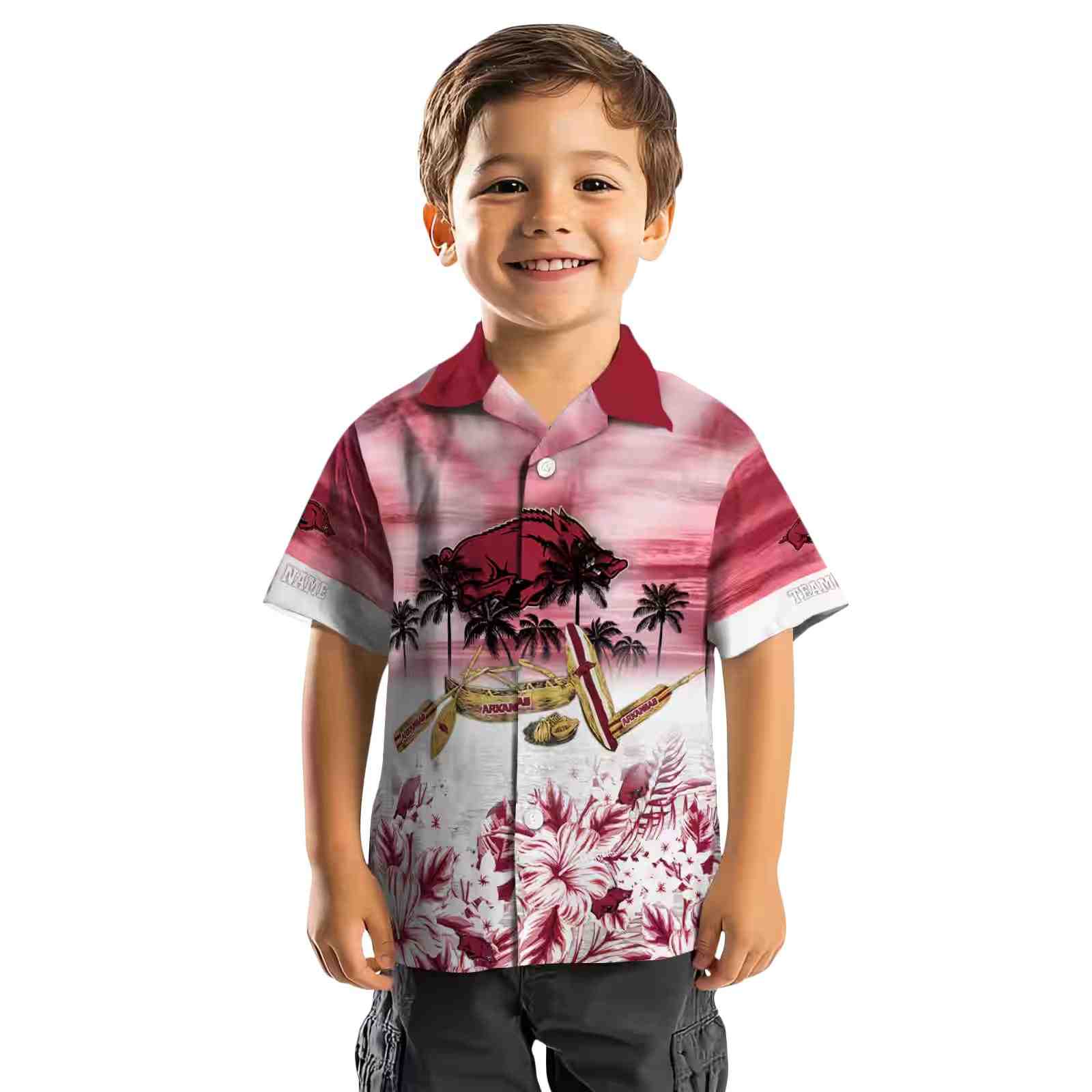 customized arkansas razorbacks tropical canoe red hawaiian shirt top rated