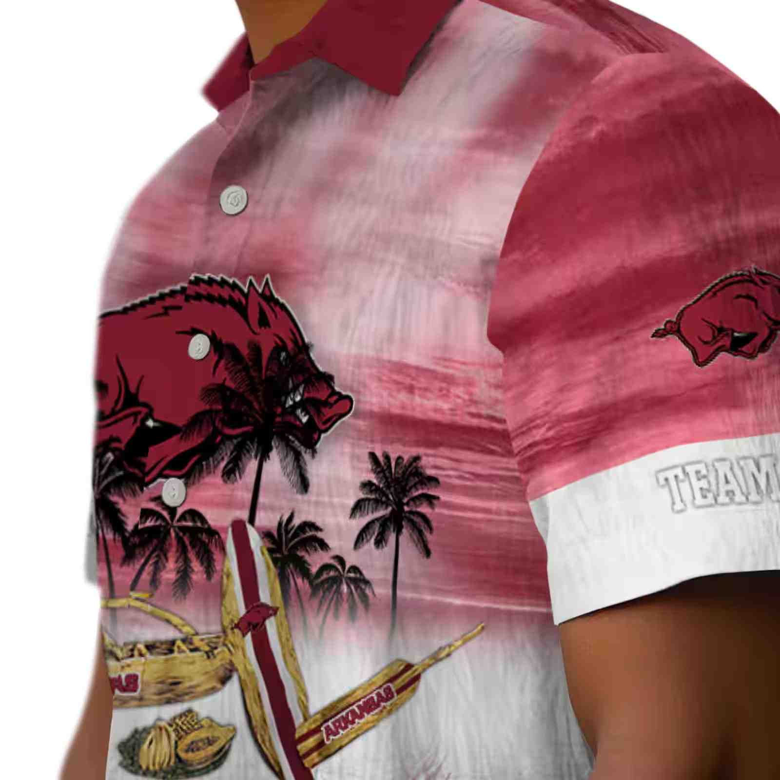 customized arkansas razorbacks tropical canoe red hawaiian shirt trendy