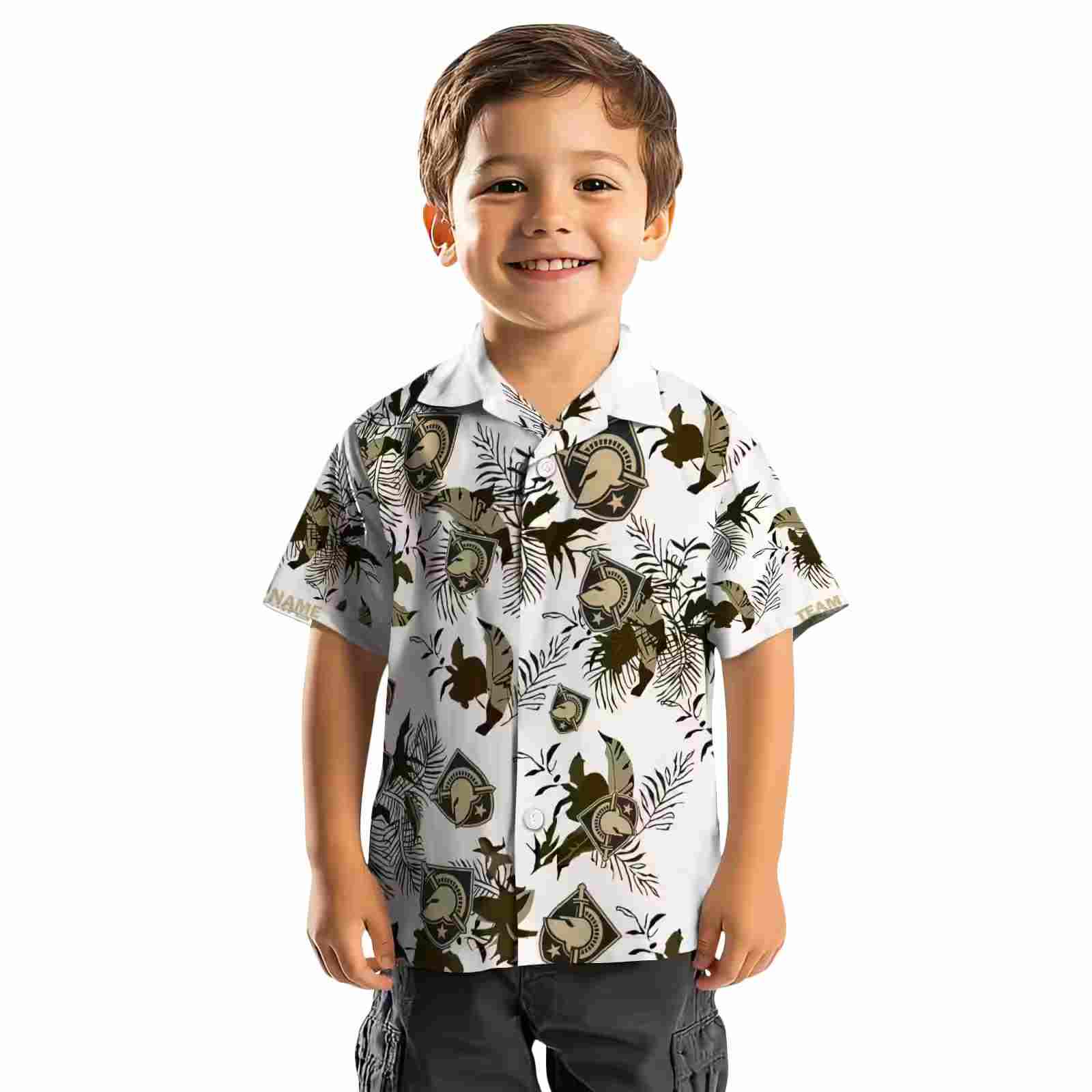 customized army black knights botanical theme gold white hawaiian shirt top rated