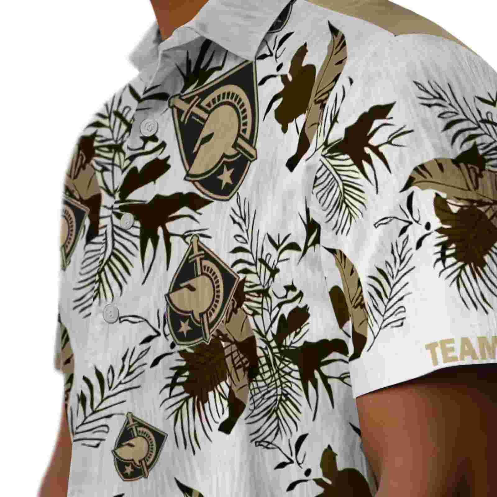 customized army black knights botanical theme gold white hawaiian shirt trendy