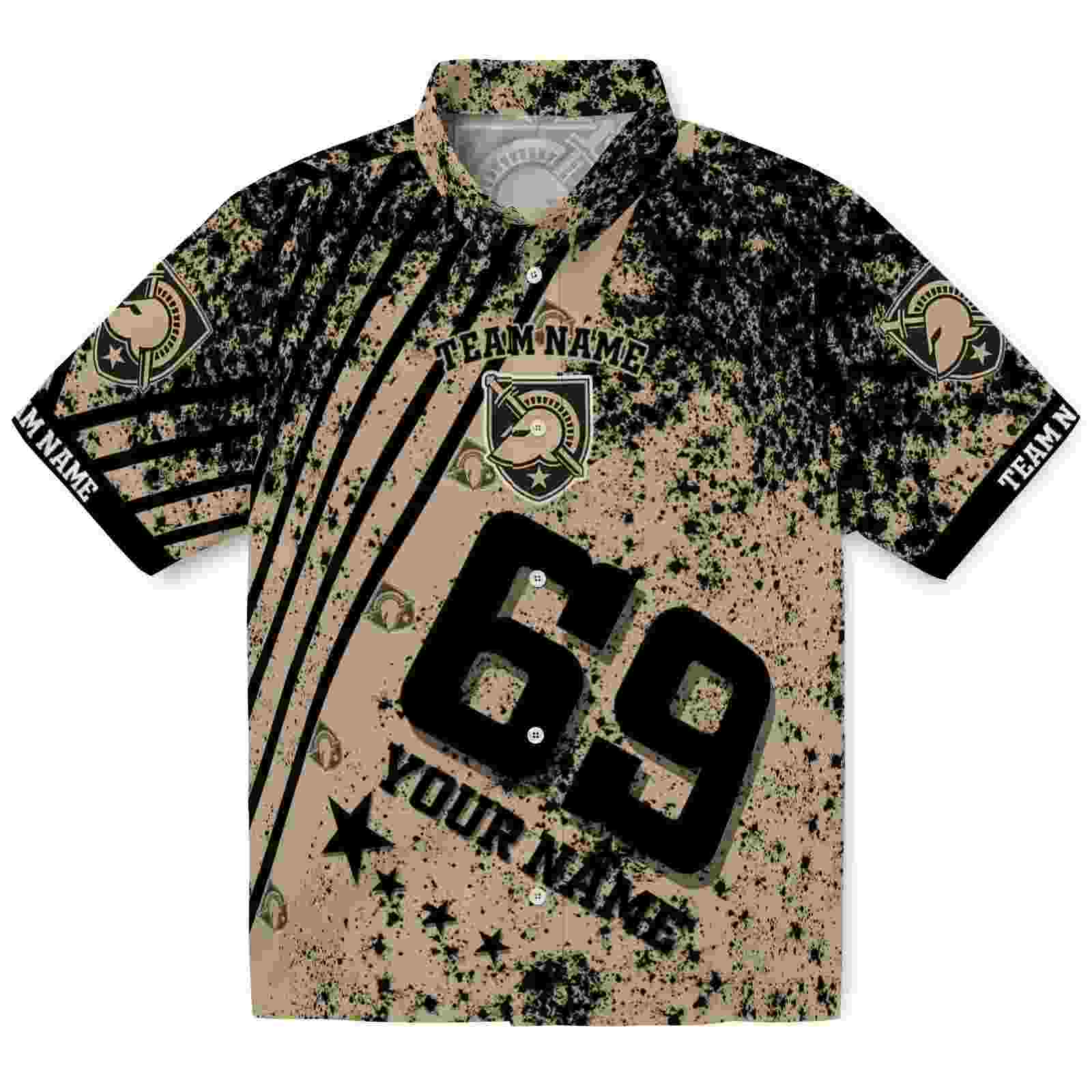 Customized Army Black Knights Star Stripes Gold Hawaiian Shirt