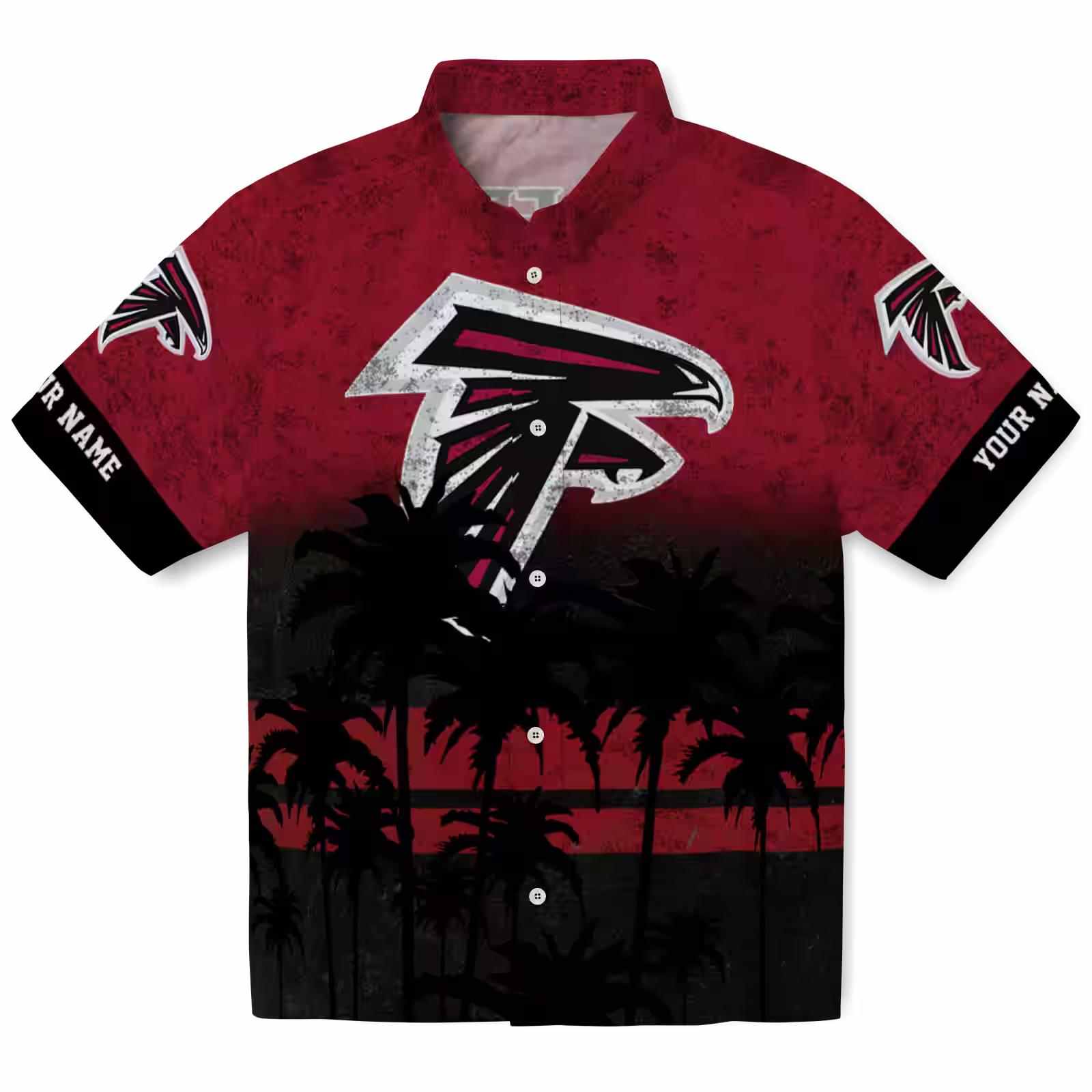 Customized Atlanta Falcons Sunset Pattern Red Black Hawaiian Shirt