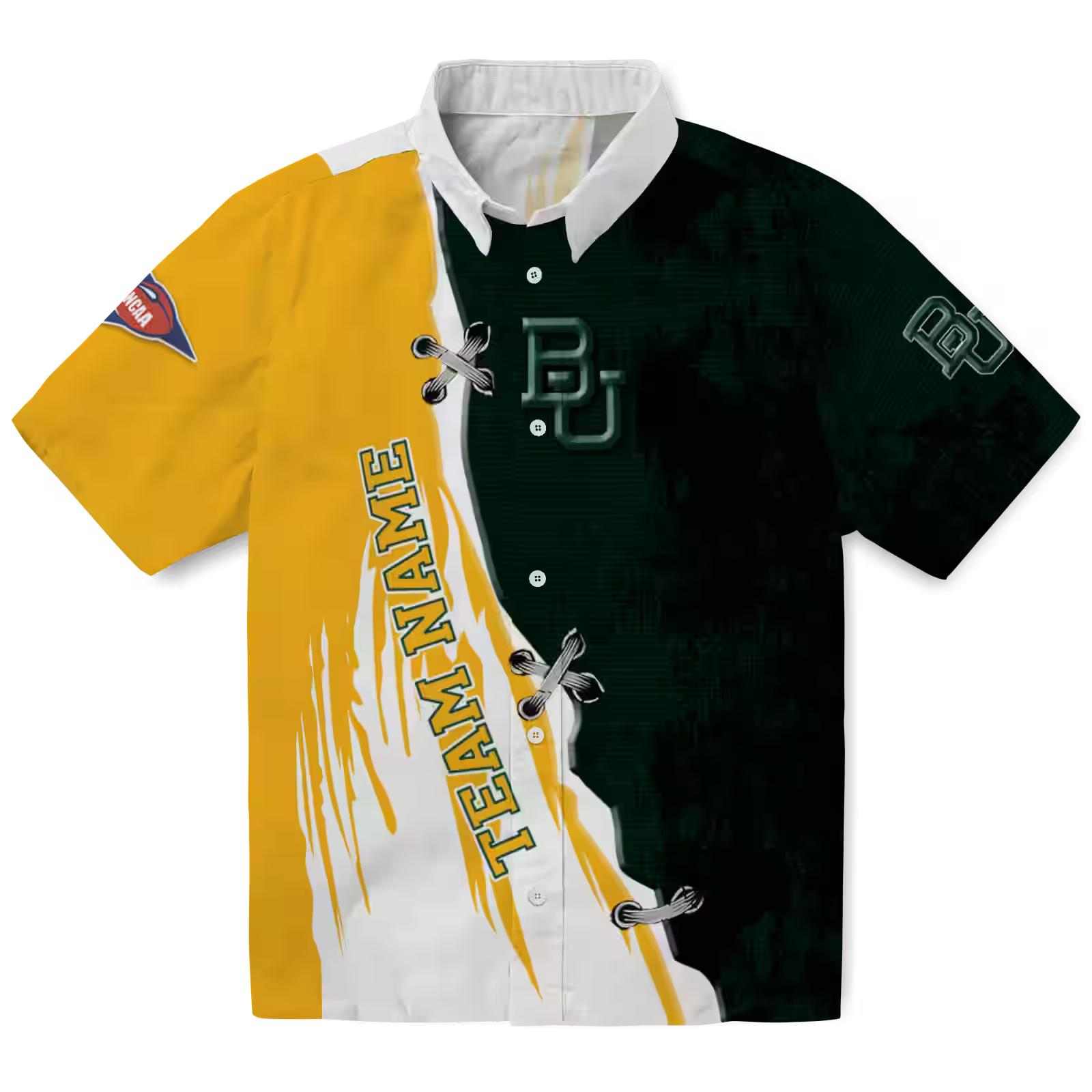 Customized Baylor Bears Edgy Streaks Green White Hawaiian Shirt