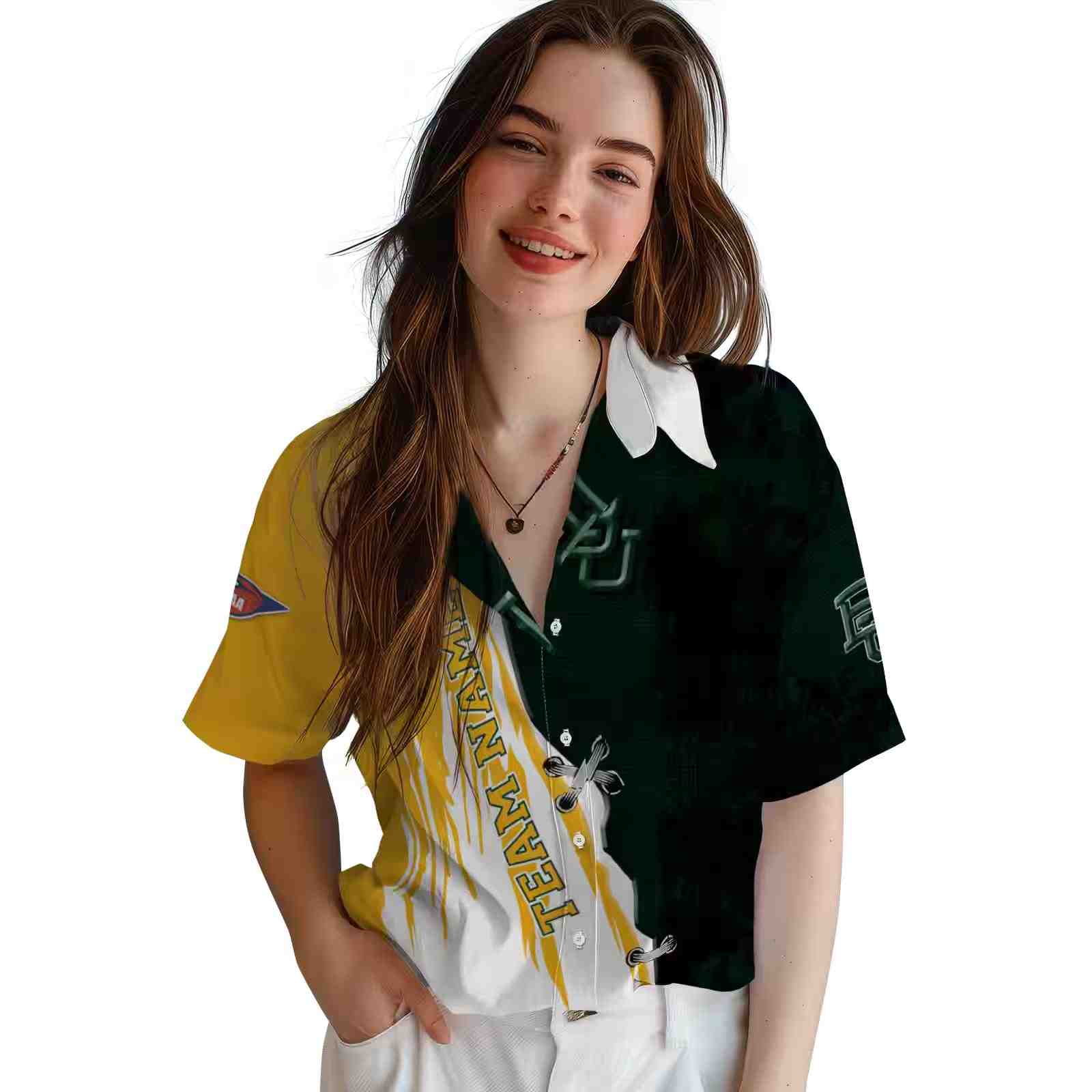 customized baylor bears edgy streaks green white hawaiian shirt latest model