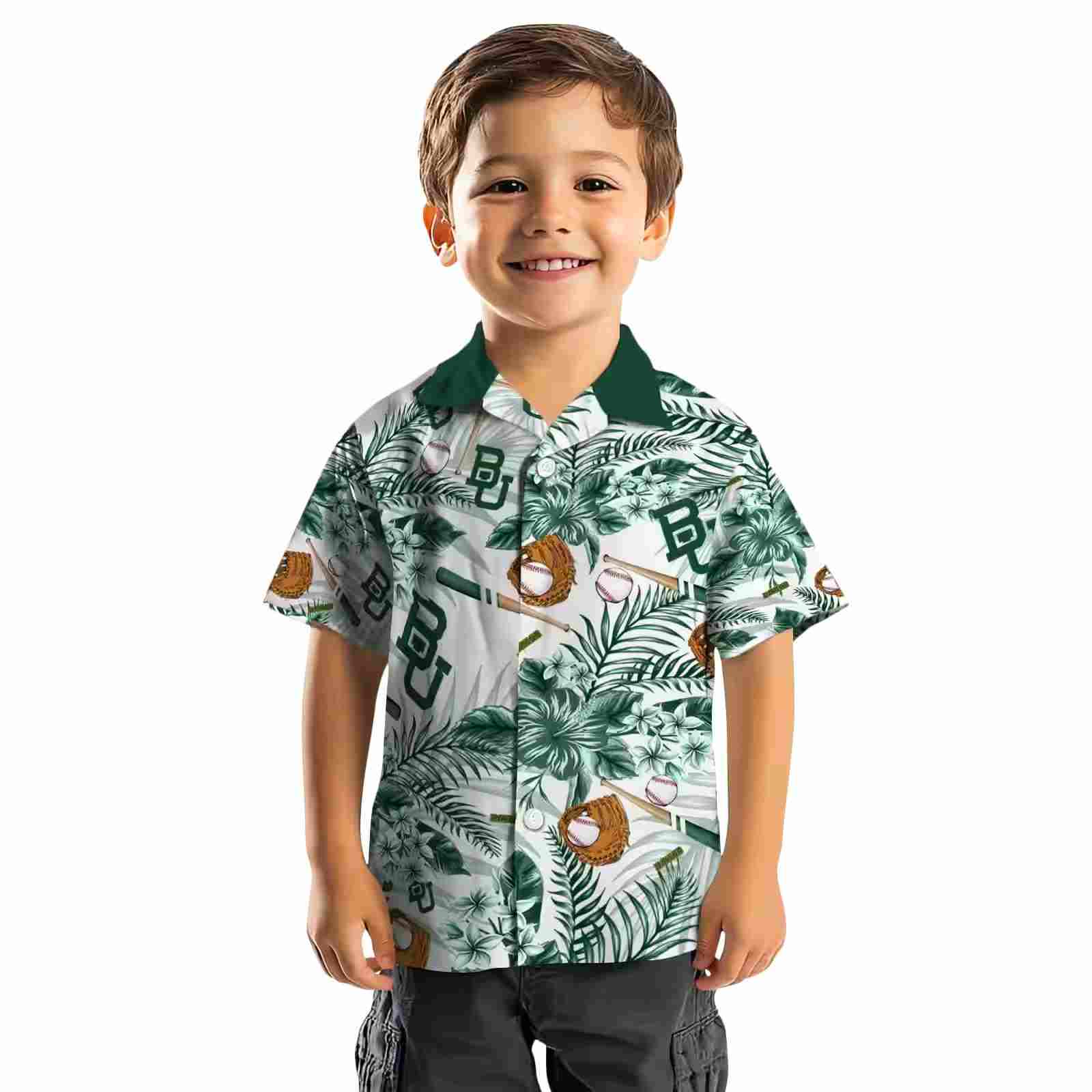 customized baylor bears floral baseball green white hawaiian shirt top rated