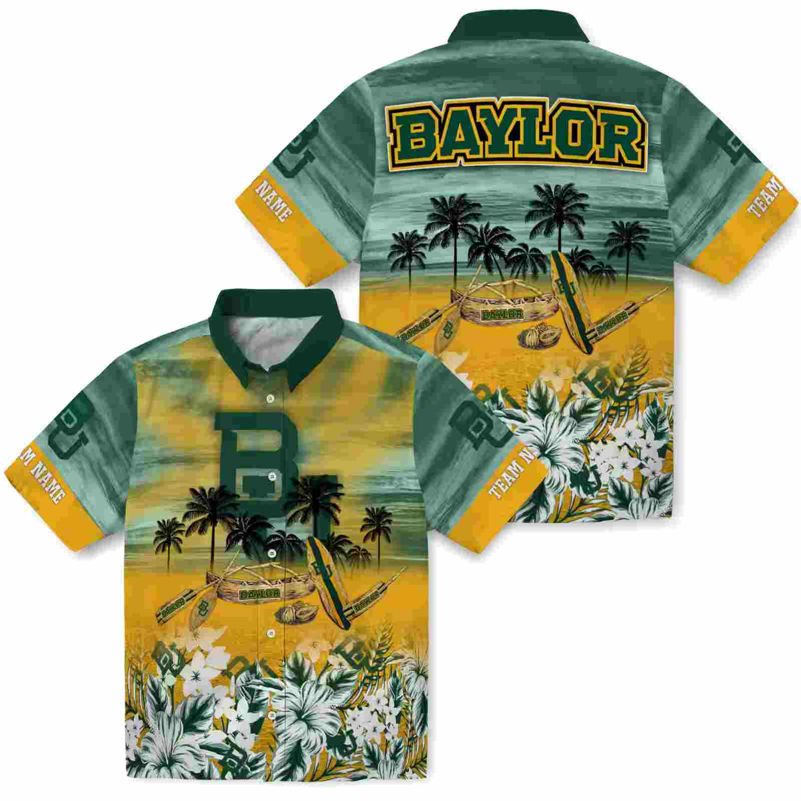 customized baylor bears tropical canoe green hawaiian shirt high quality