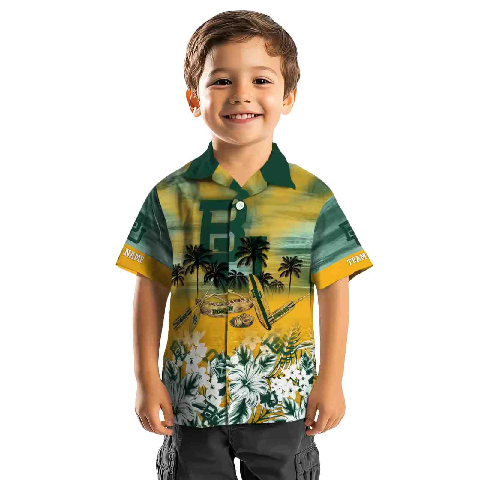 customized baylor bears tropical canoe green hawaiian shirt top rated