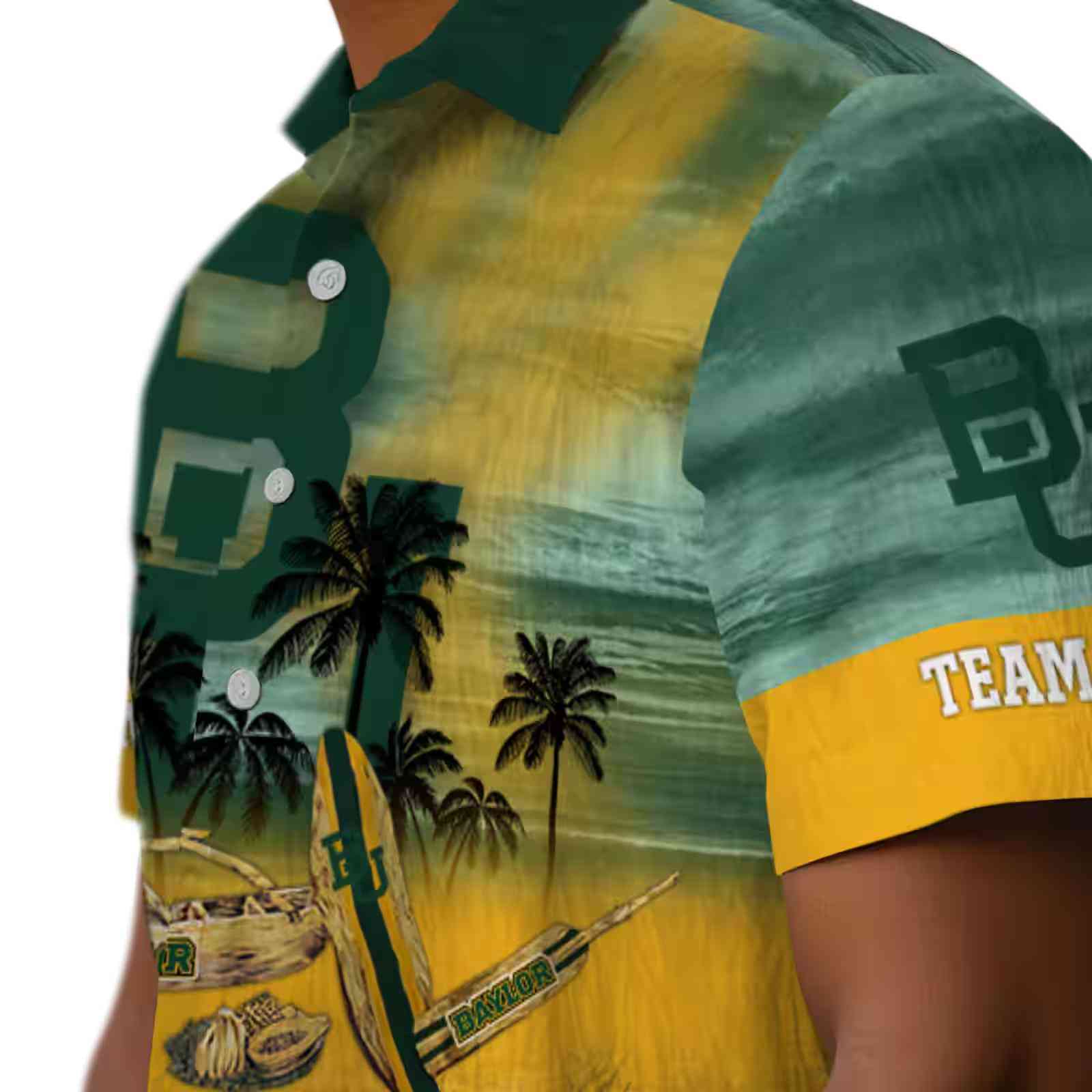 customized baylor bears tropical canoe green hawaiian shirt trendy