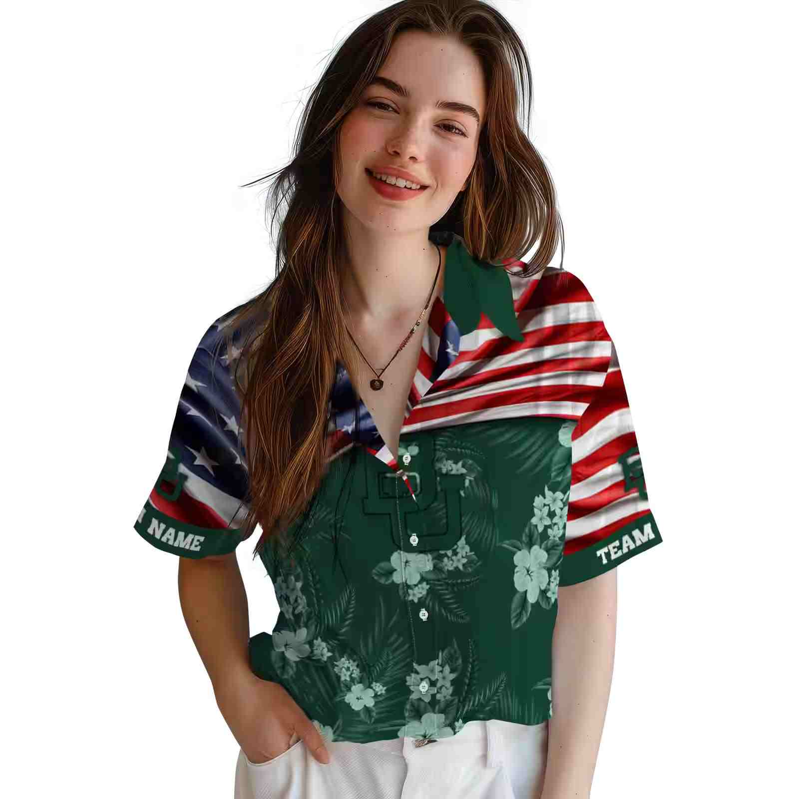 customized baylor bears us flag hibiscus green hawaiian shirt latest model