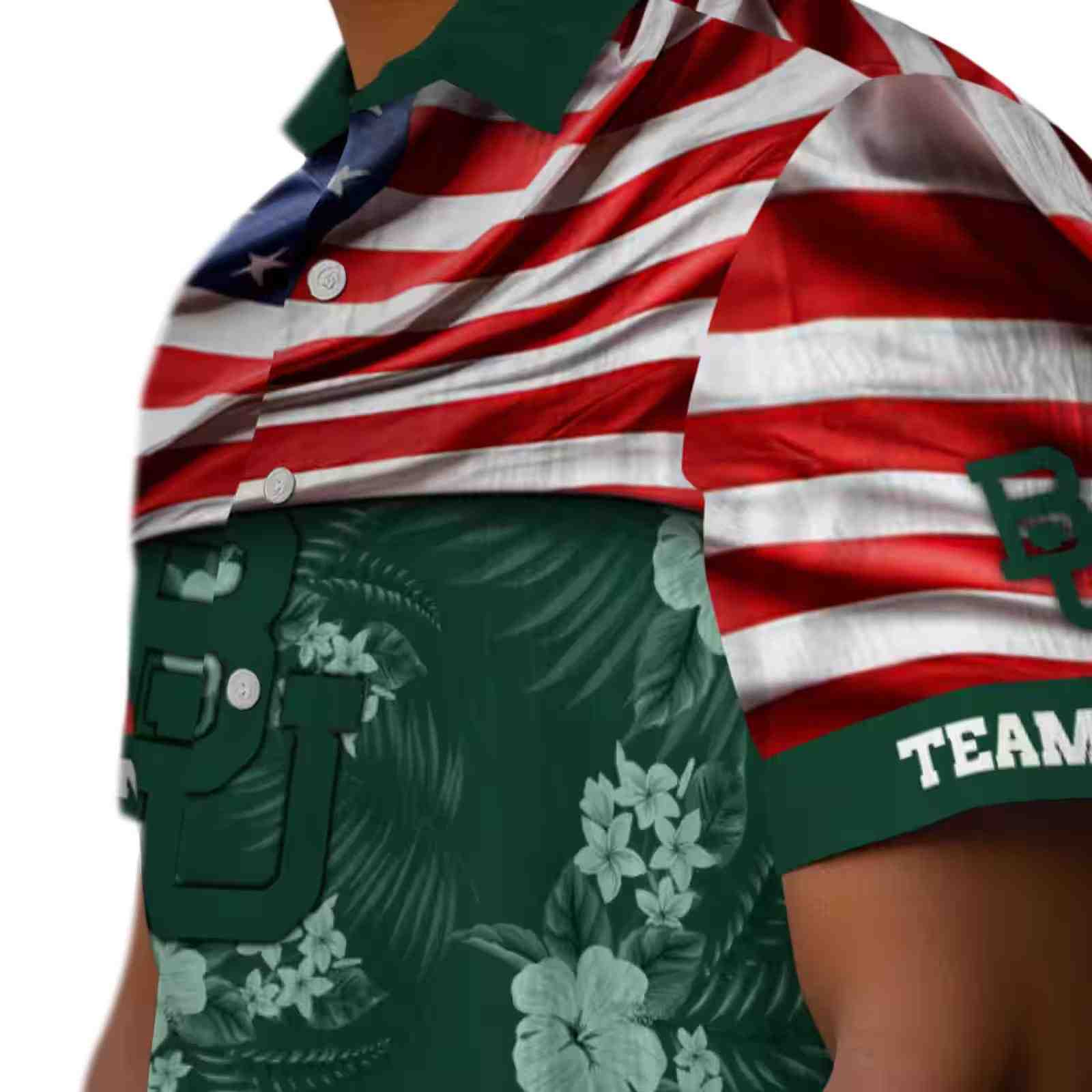 customized baylor bears us flag hibiscus green hawaiian shirt trendy