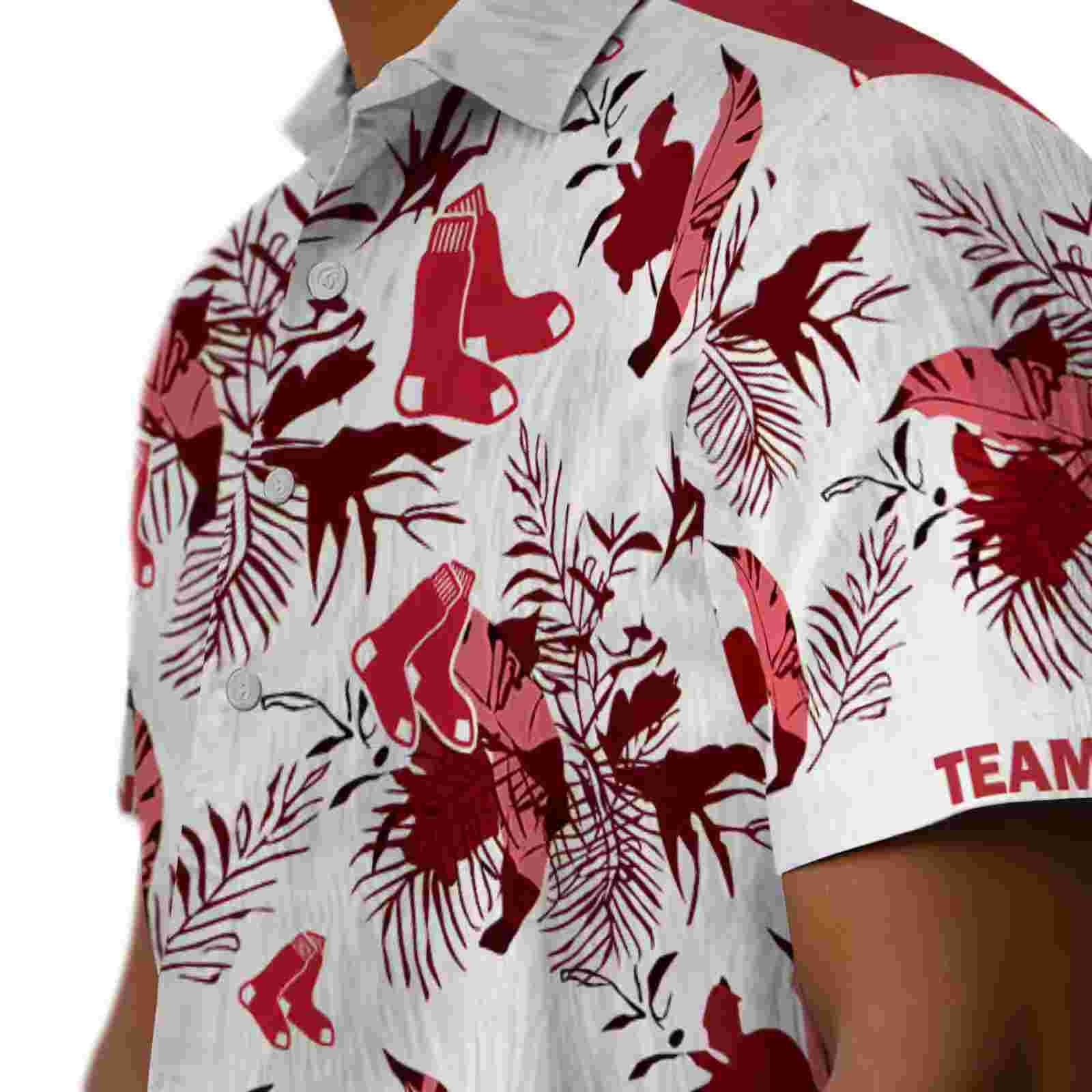 customized boston red sox botanical theme red white hawaiian shirt trendy