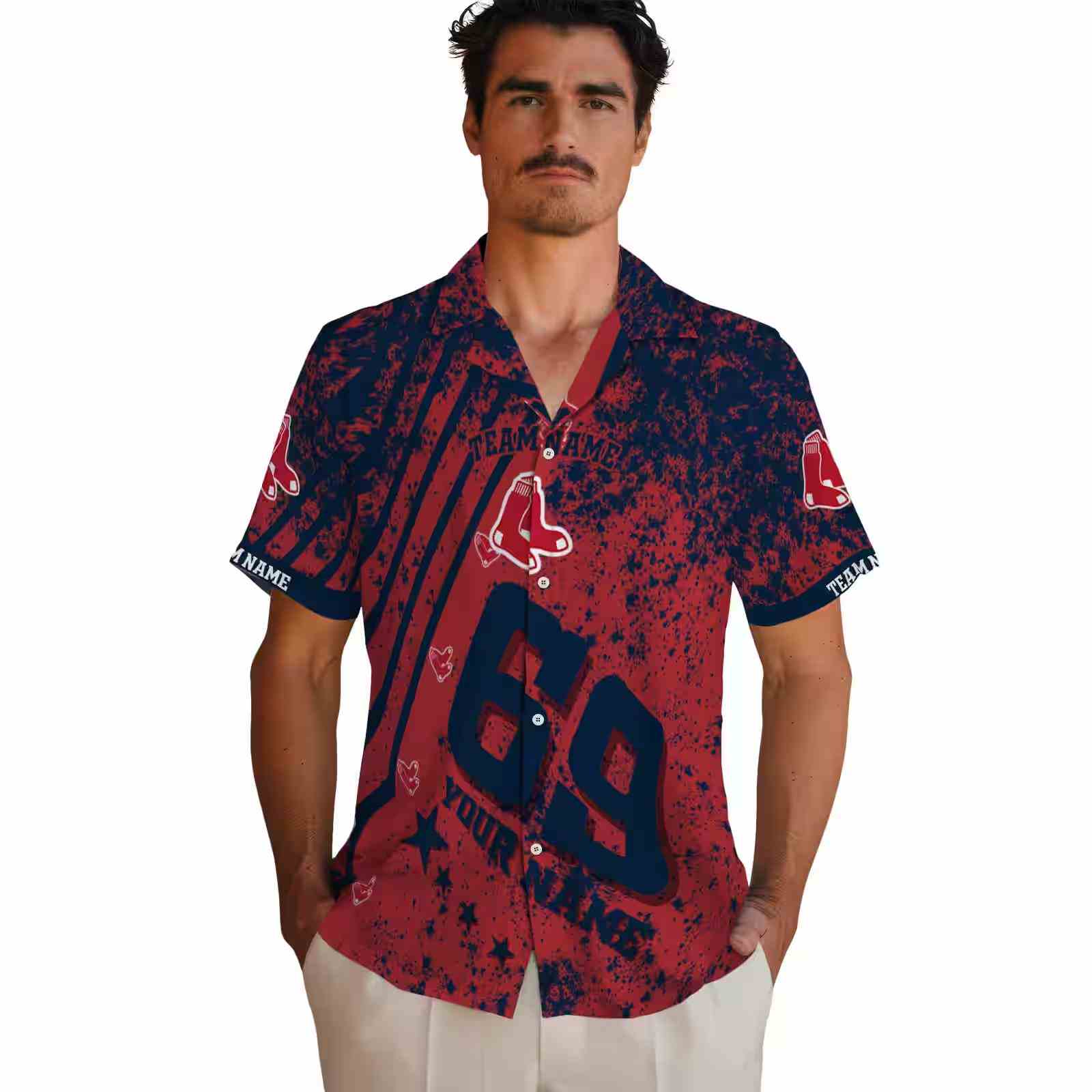 customized boston red sox star stripes red hawaiian shirt fashion forward