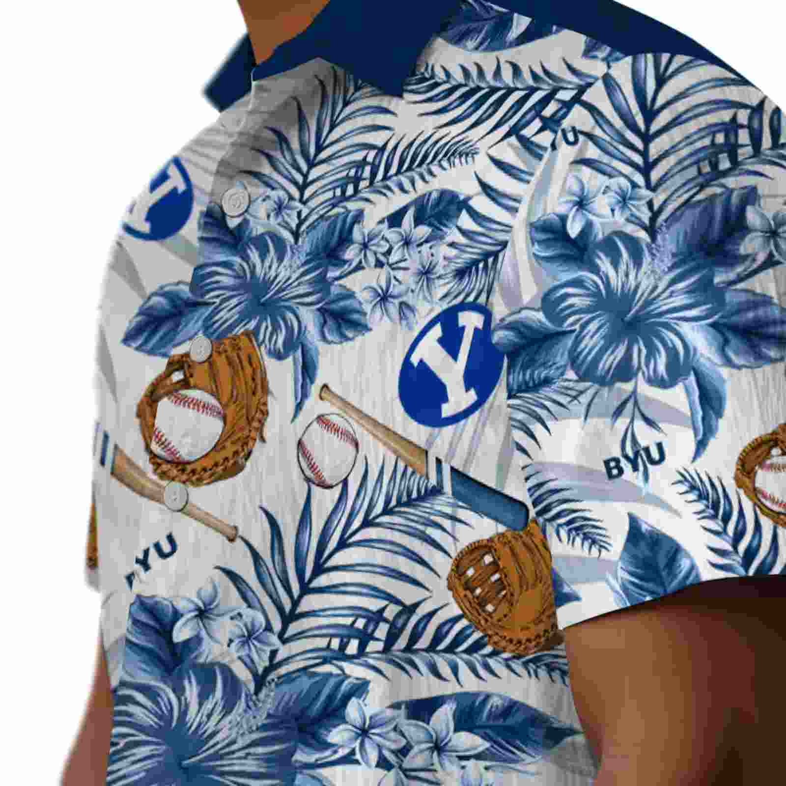 customized byu cougars floral baseball blue white hawaiian shirt trendy