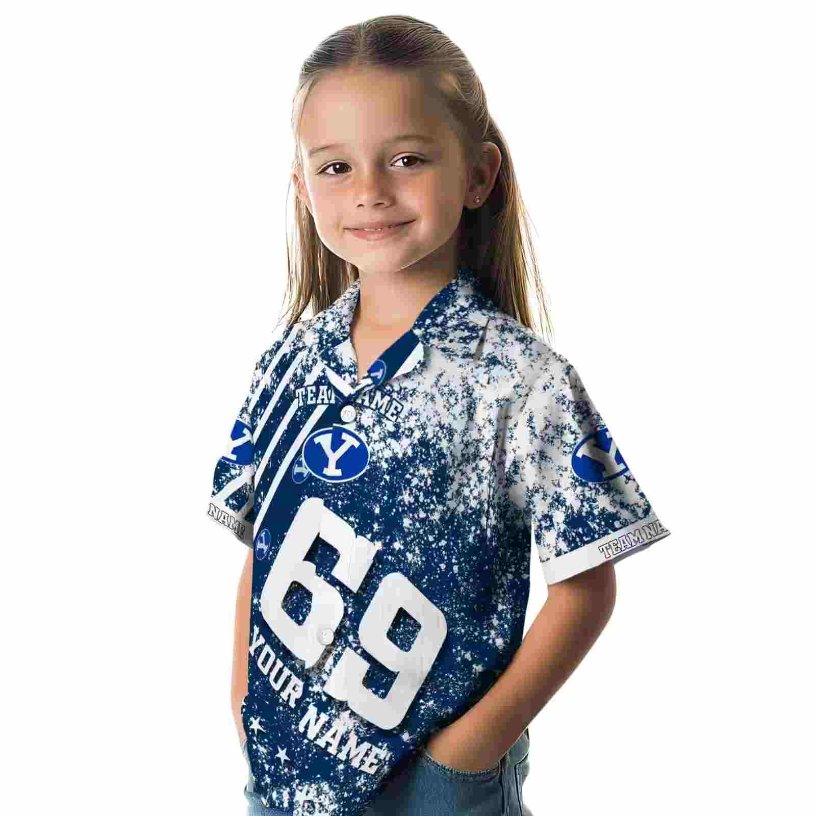 customized byu cougars star stripes blue hawaiian shirt premium grade