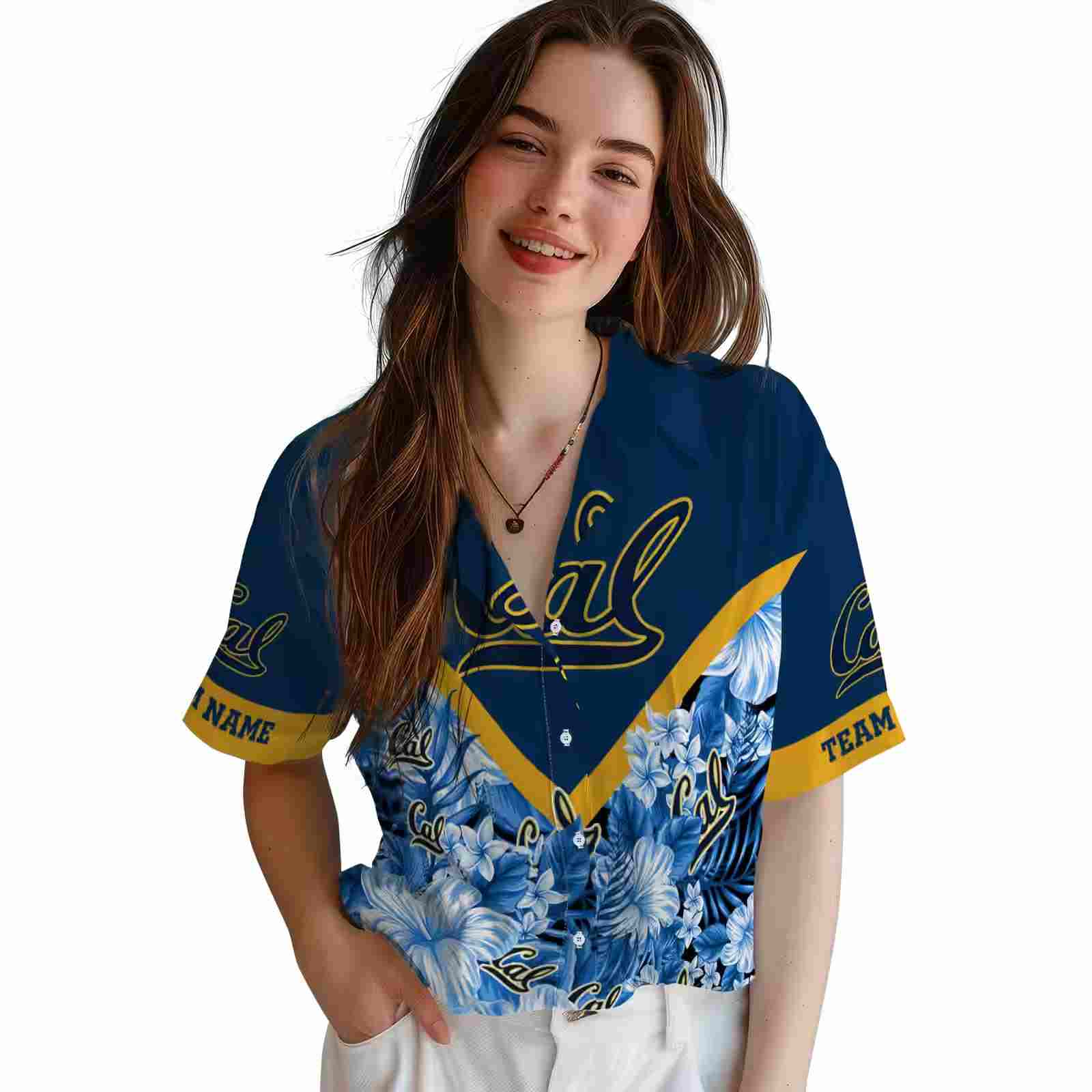 customized california golden bears floral chevron blue hawaiian shirt latest model