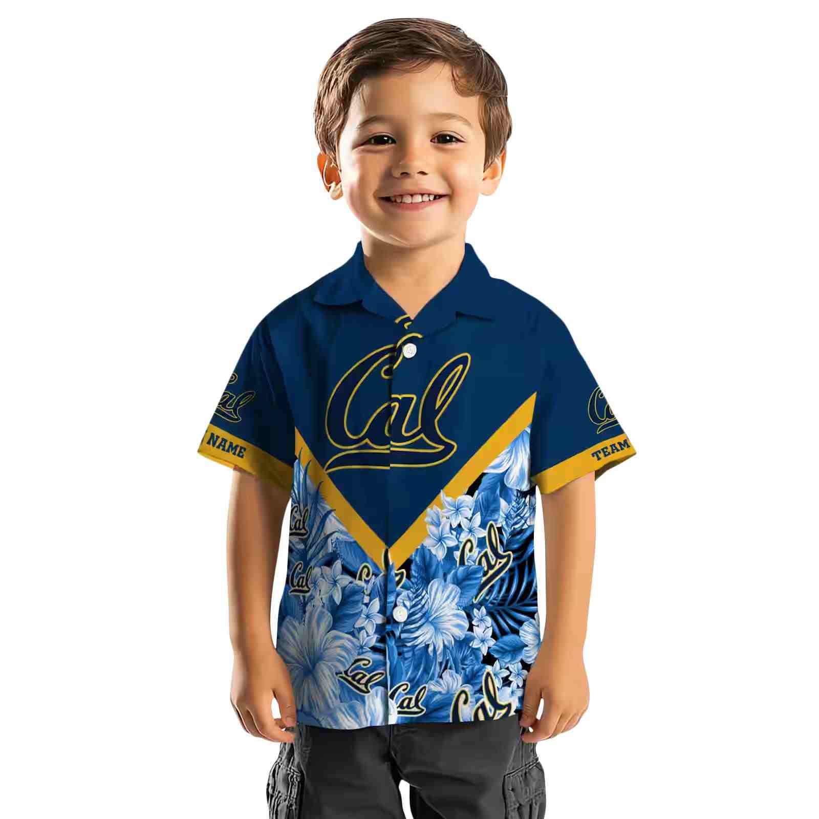 customized california golden bears floral chevron blue hawaiian shirt top rated