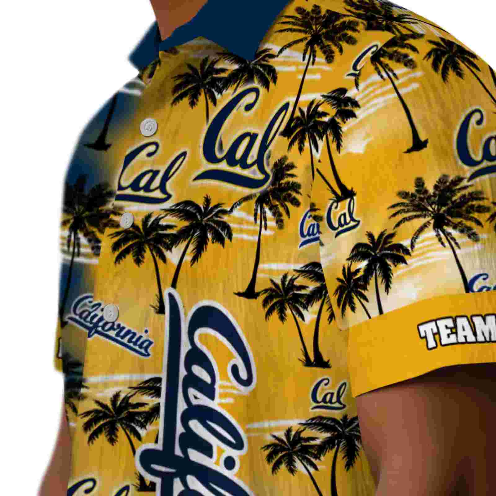 customized california golden bears palm silhouettes blue hawaiian shirt trendy