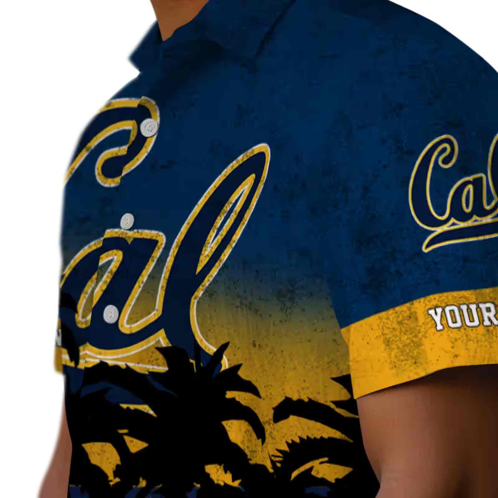 customized california golden bears sunset pattern blue black hawaiian shirt trendy