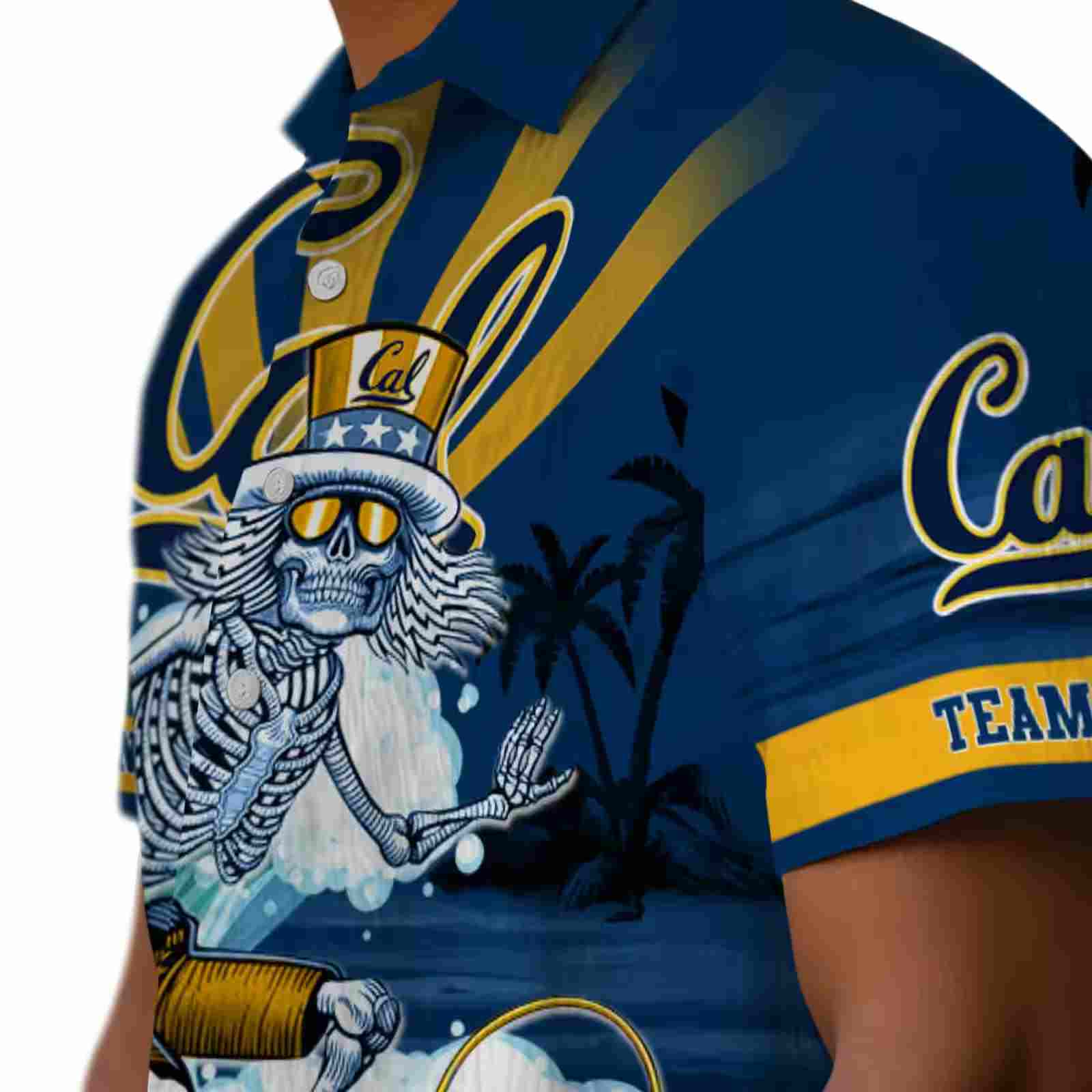 customized california golden bears surfing skeleton blue hawaiian shirt trendy