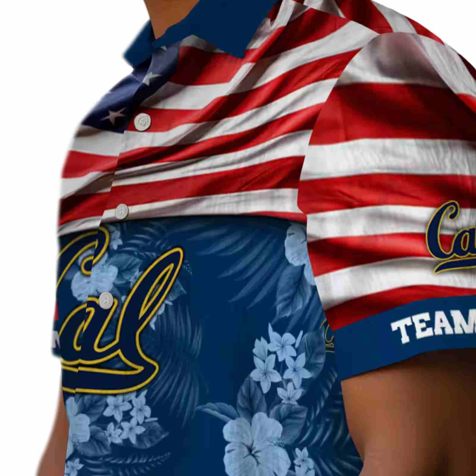 customized california golden bears us flag hibiscus blue hawaiian shirt trendy