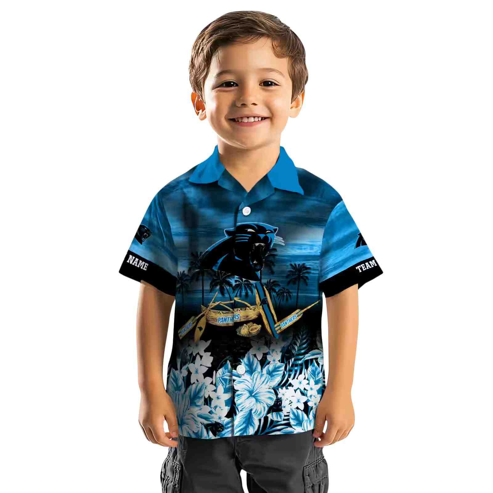 customized carolina panthers tropical canoe blue hawaiian shirt top rated