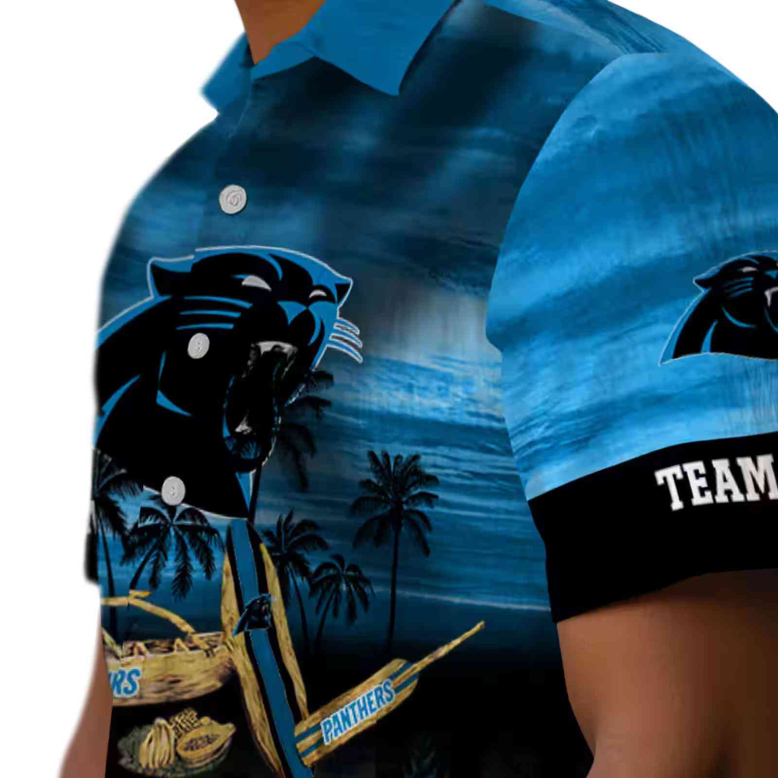 customized carolina panthers tropical canoe blue hawaiian shirt trendy