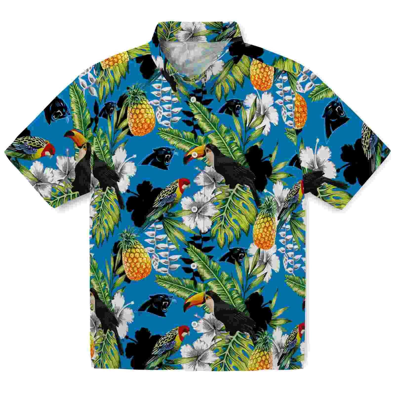 Customized Carolina Panthers Tropical Toucan Blue Green Hawaiian Shirt