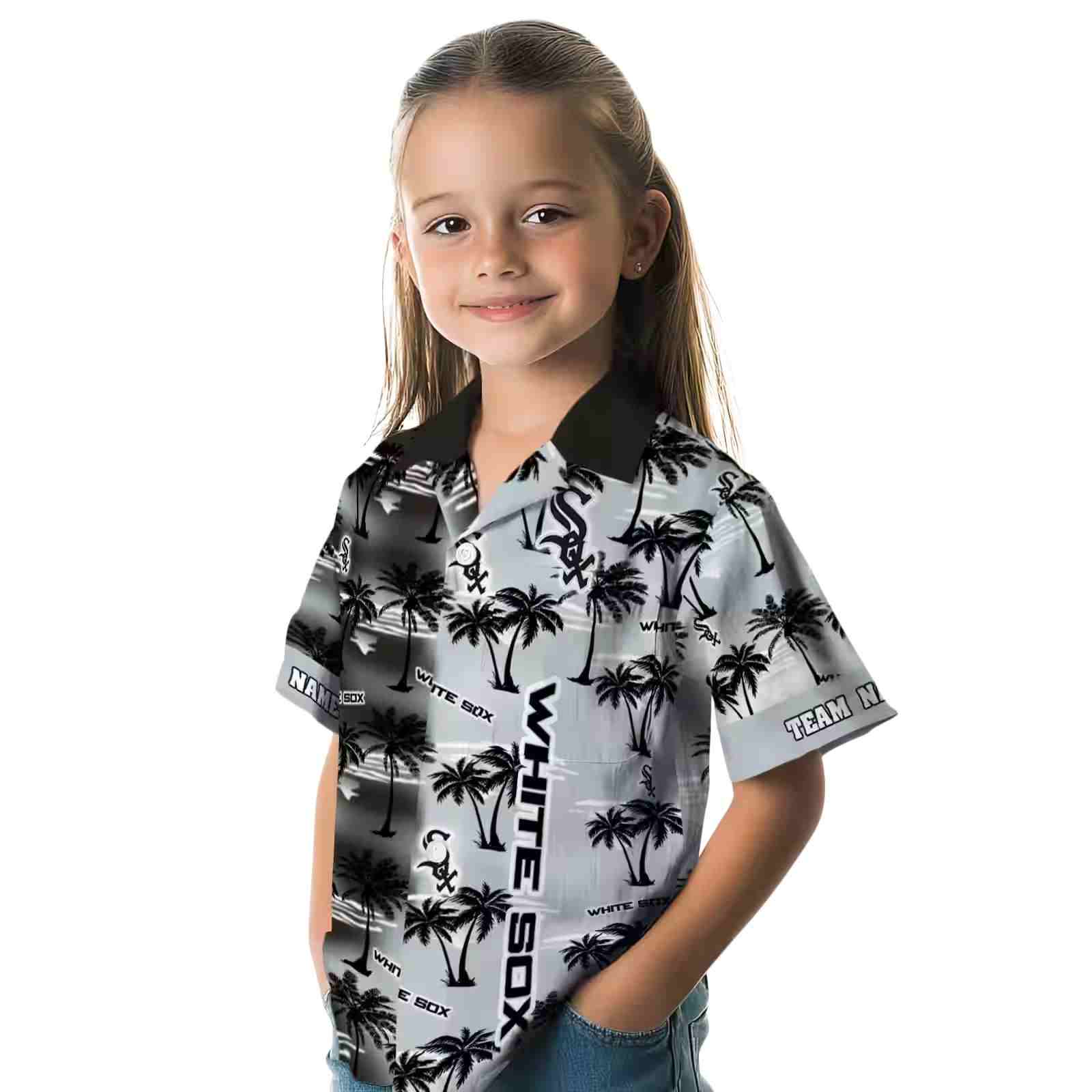 customized chicago white sox palm silhouettes black hawaiian shirt premium grade