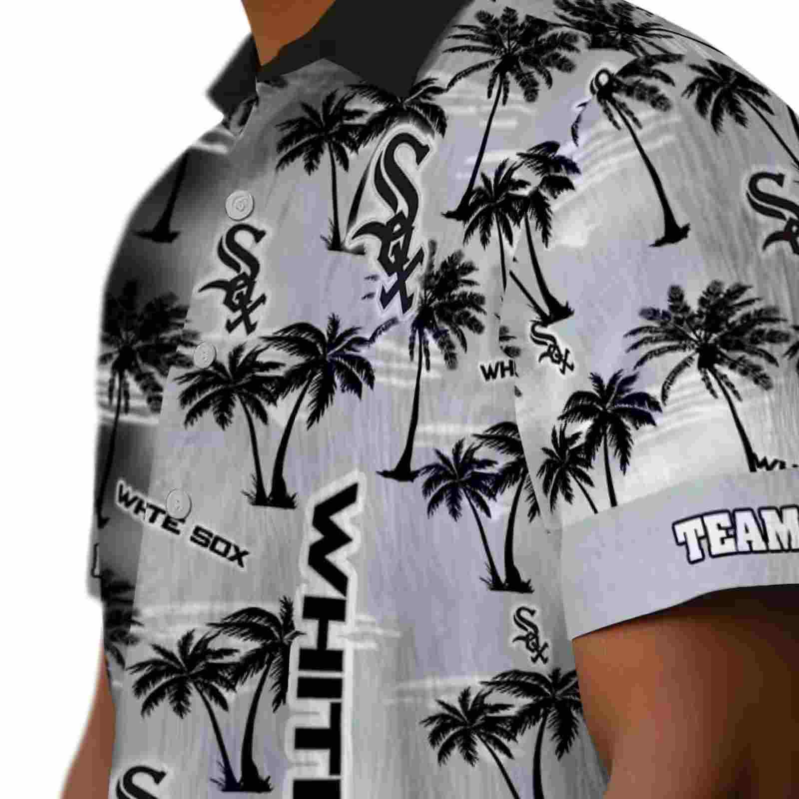 customized chicago white sox palm silhouettes black hawaiian shirt trendy