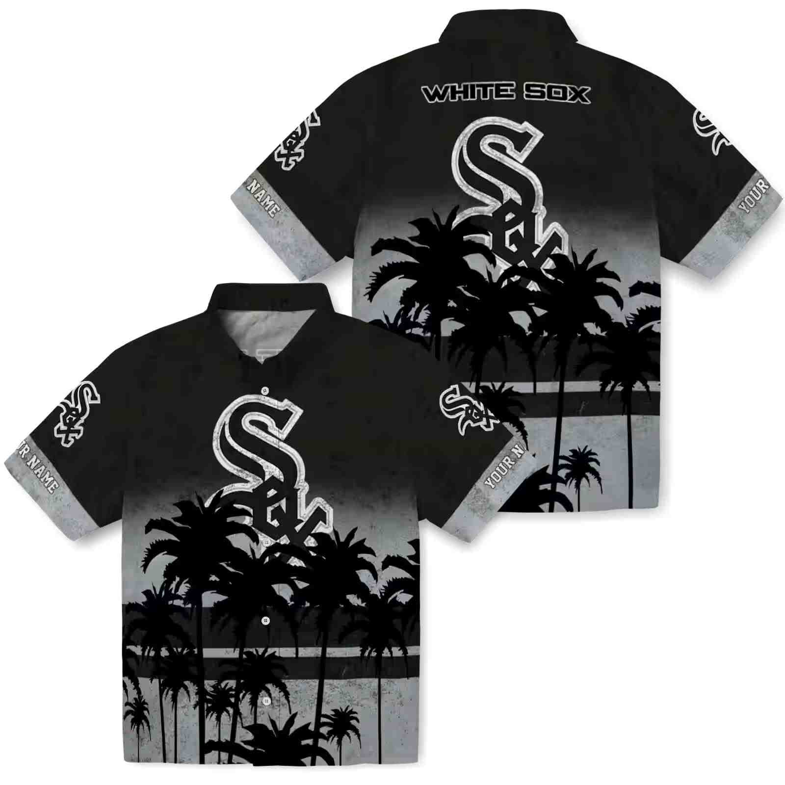 customized chicago white sox sunset pattern black hawaiian shirt high quality