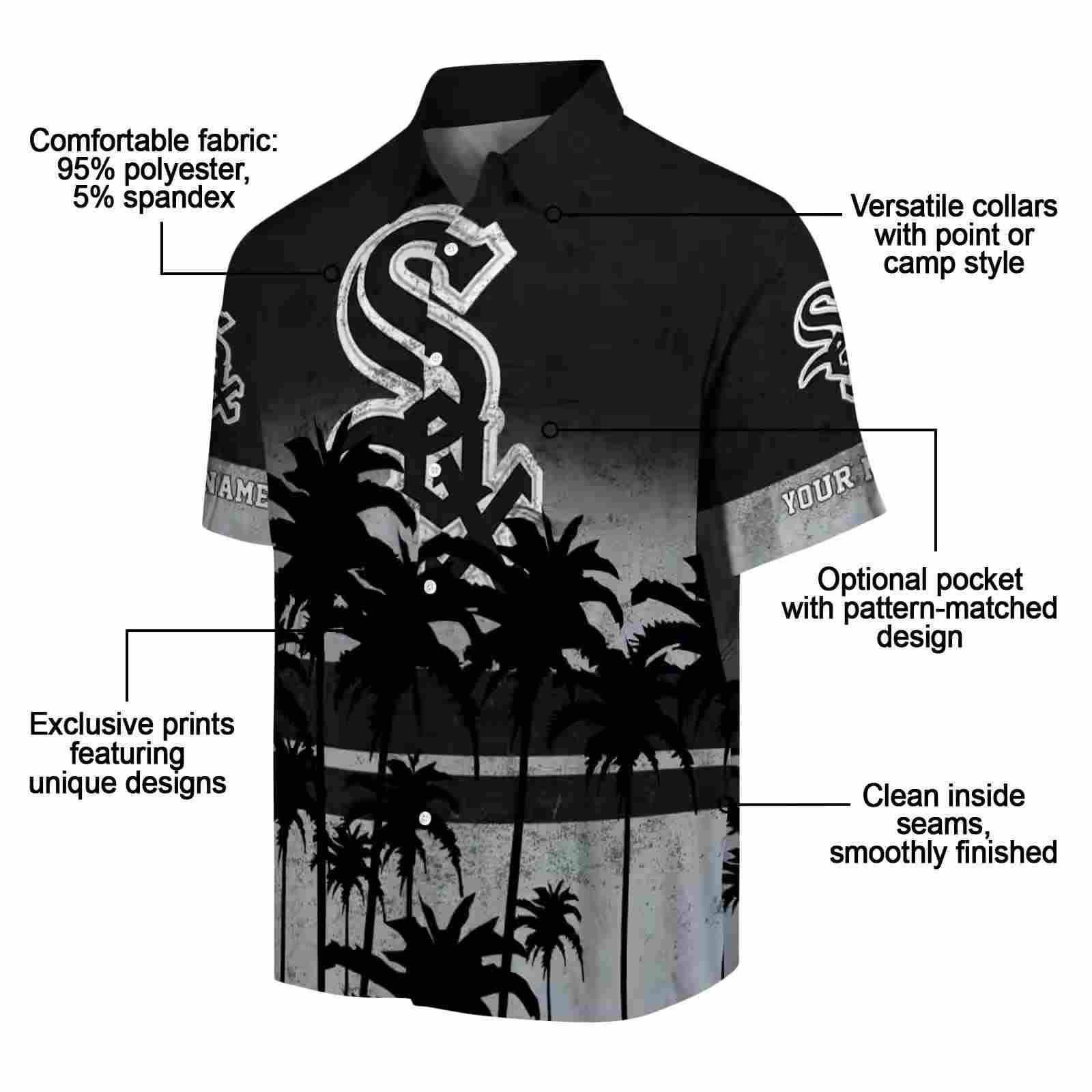 customized chicago white sox sunset pattern black hawaiian shirt new arrival