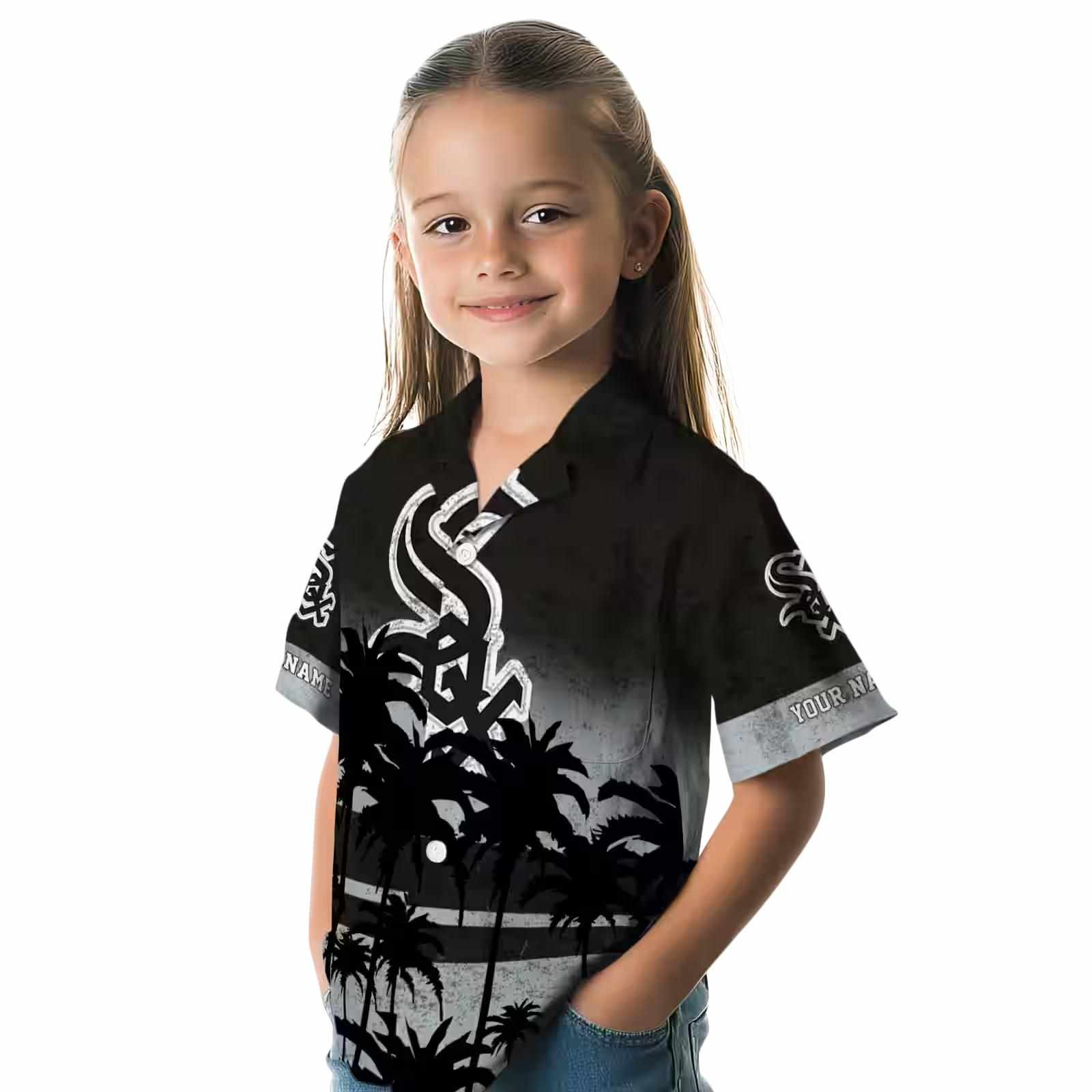 customized chicago white sox sunset pattern black hawaiian shirt premium grade