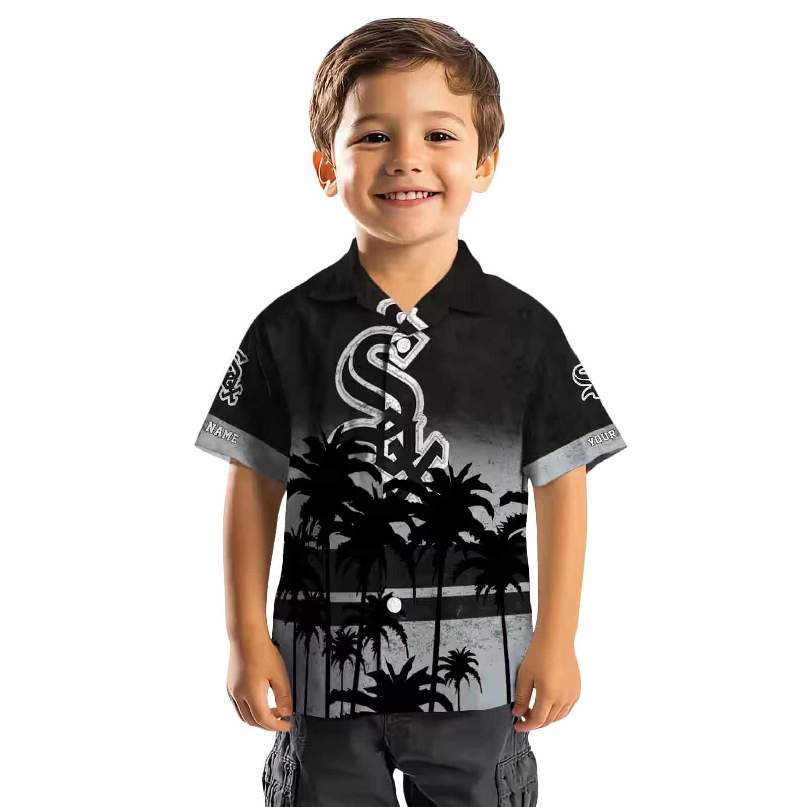 customized chicago white sox sunset pattern black hawaiian shirt top rated