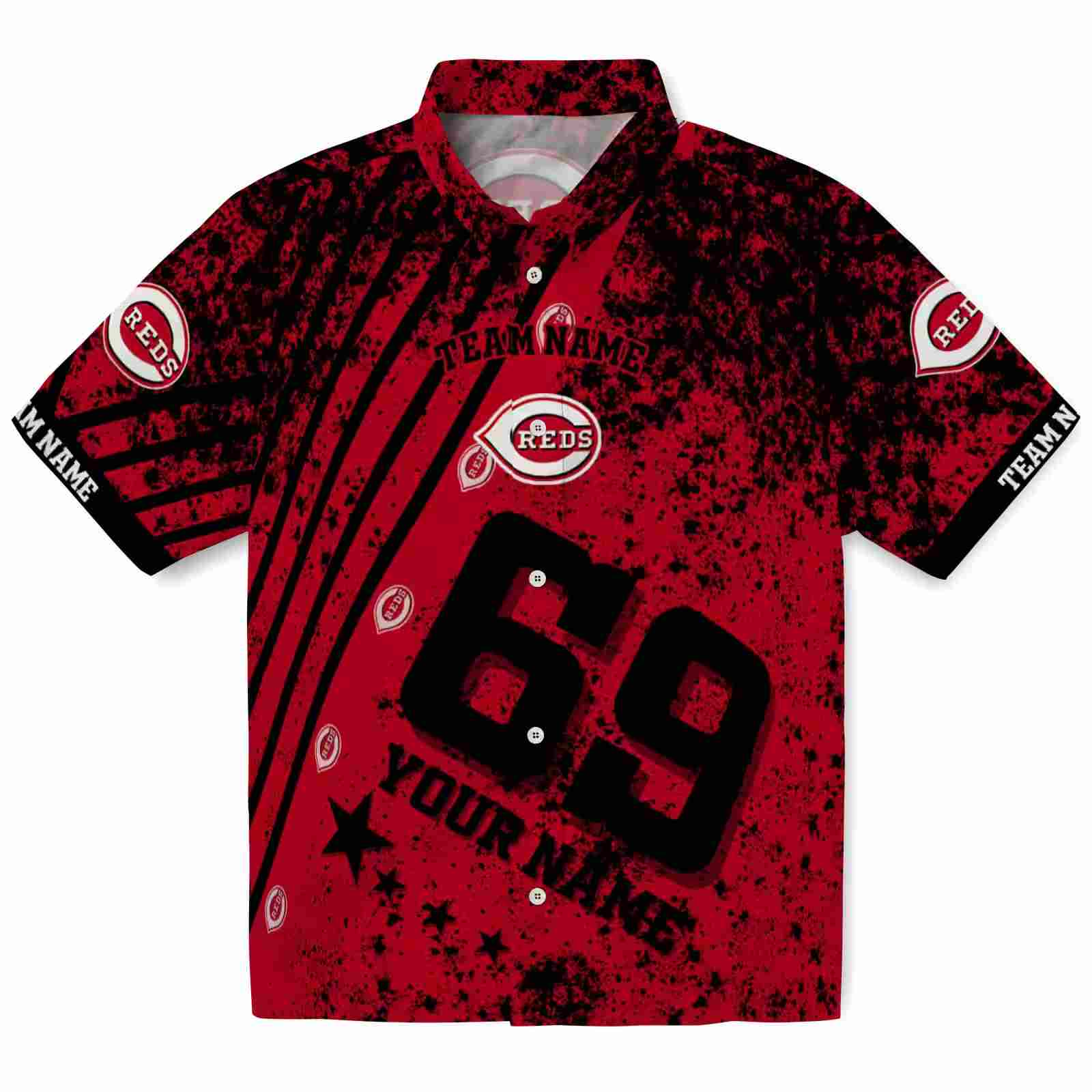 Customized Cincinnati Reds Star Stripes Red Hawaiian Shirt