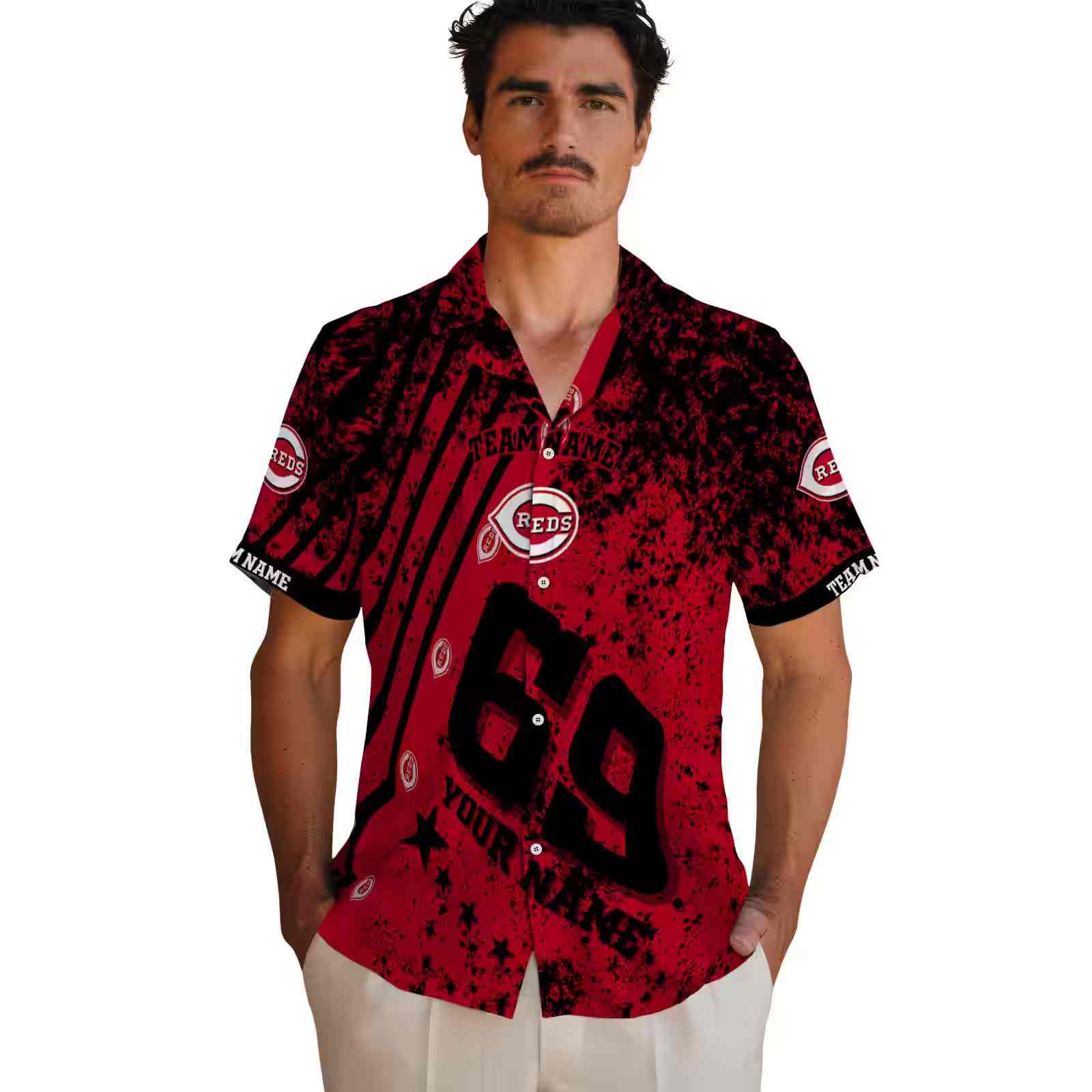 customized cincinnati reds star stripes red hawaiian shirt fashion forward