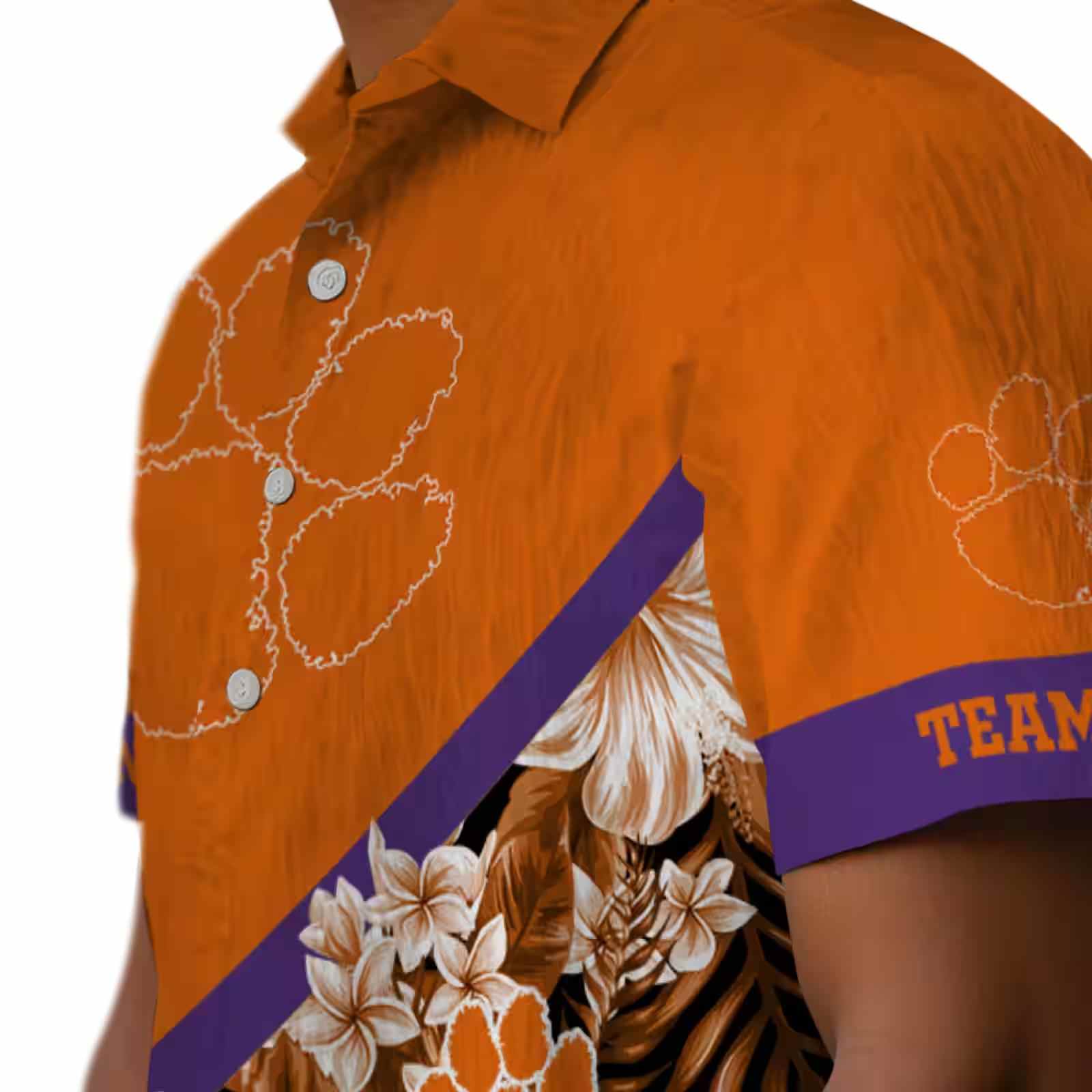 customized clemson tigers floral chevron orange hawaiian shirt trendy