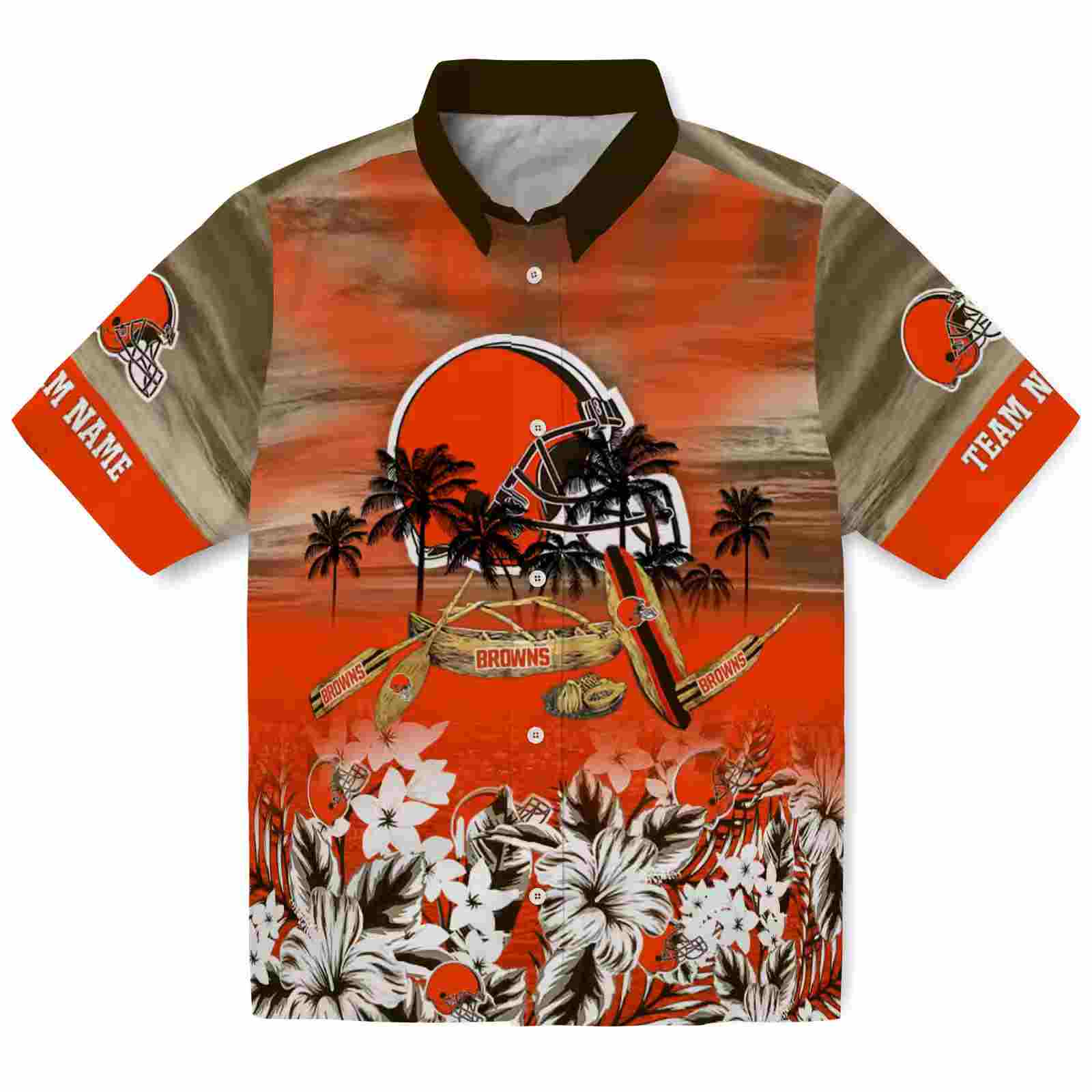 Customized Cleveland Browns Tropical Canoe Brown Hawaiian Shirt