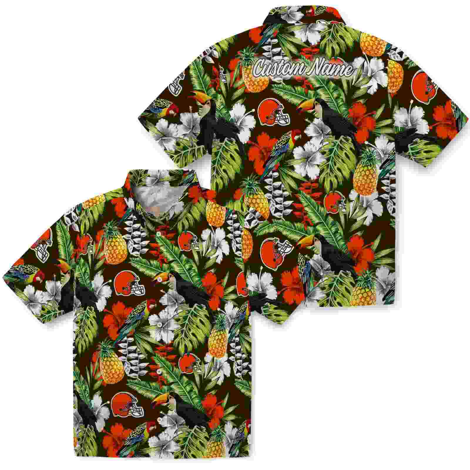 customized cleveland browns tropical toucan brown green hawaiian shirt high quality