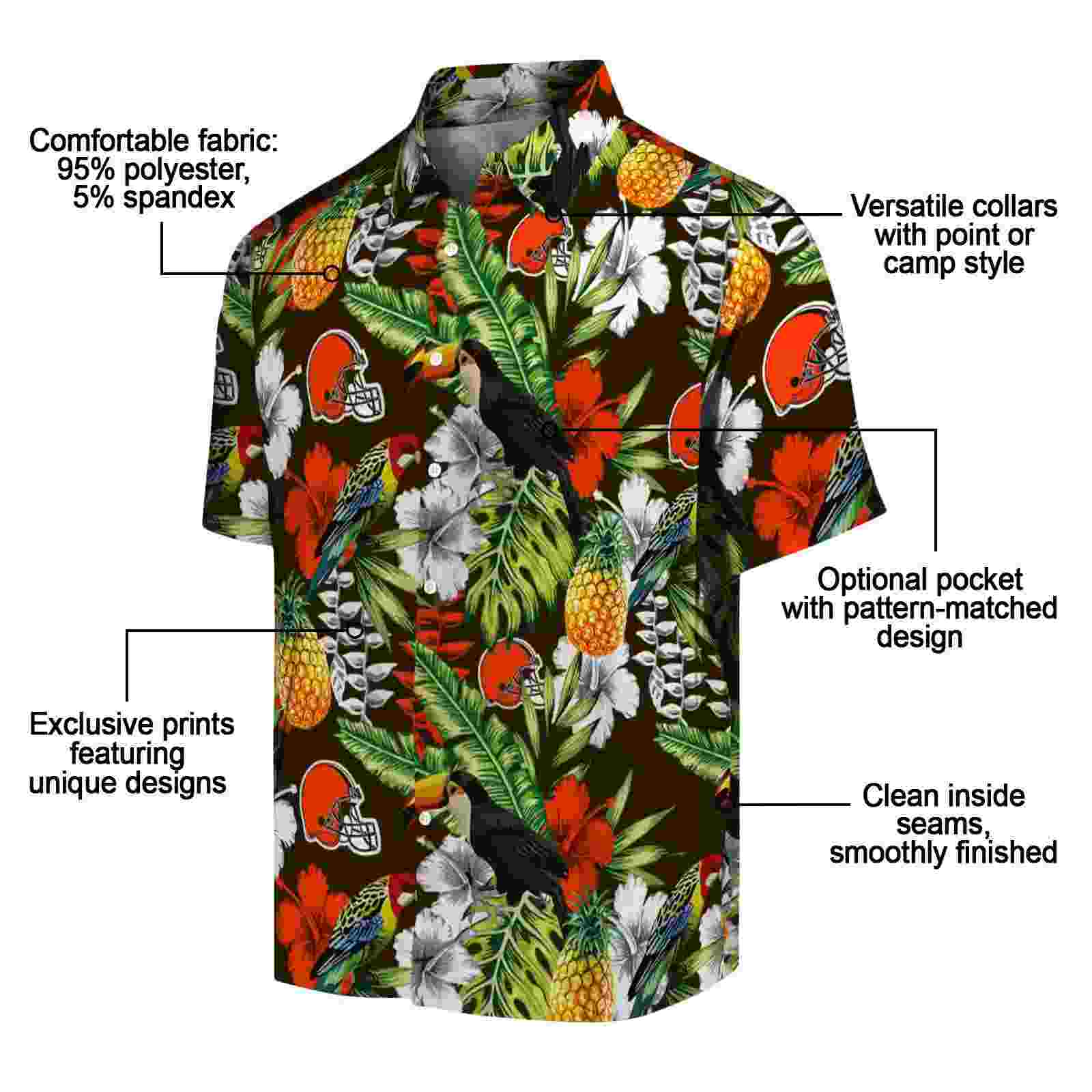 customized cleveland browns tropical toucan brown green hawaiian shirt new arrival