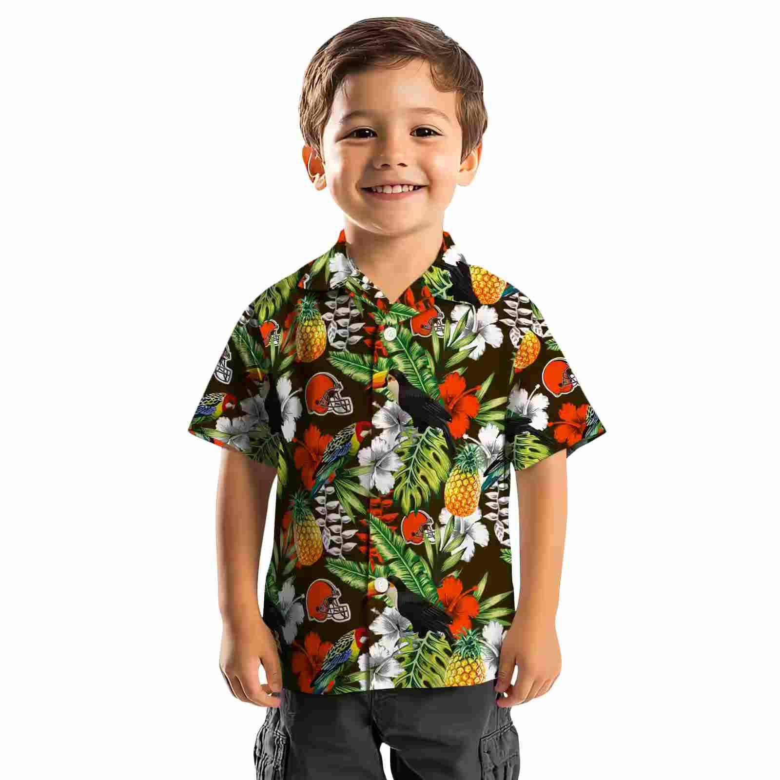 customized cleveland browns tropical toucan brown green hawaiian shirt top rated