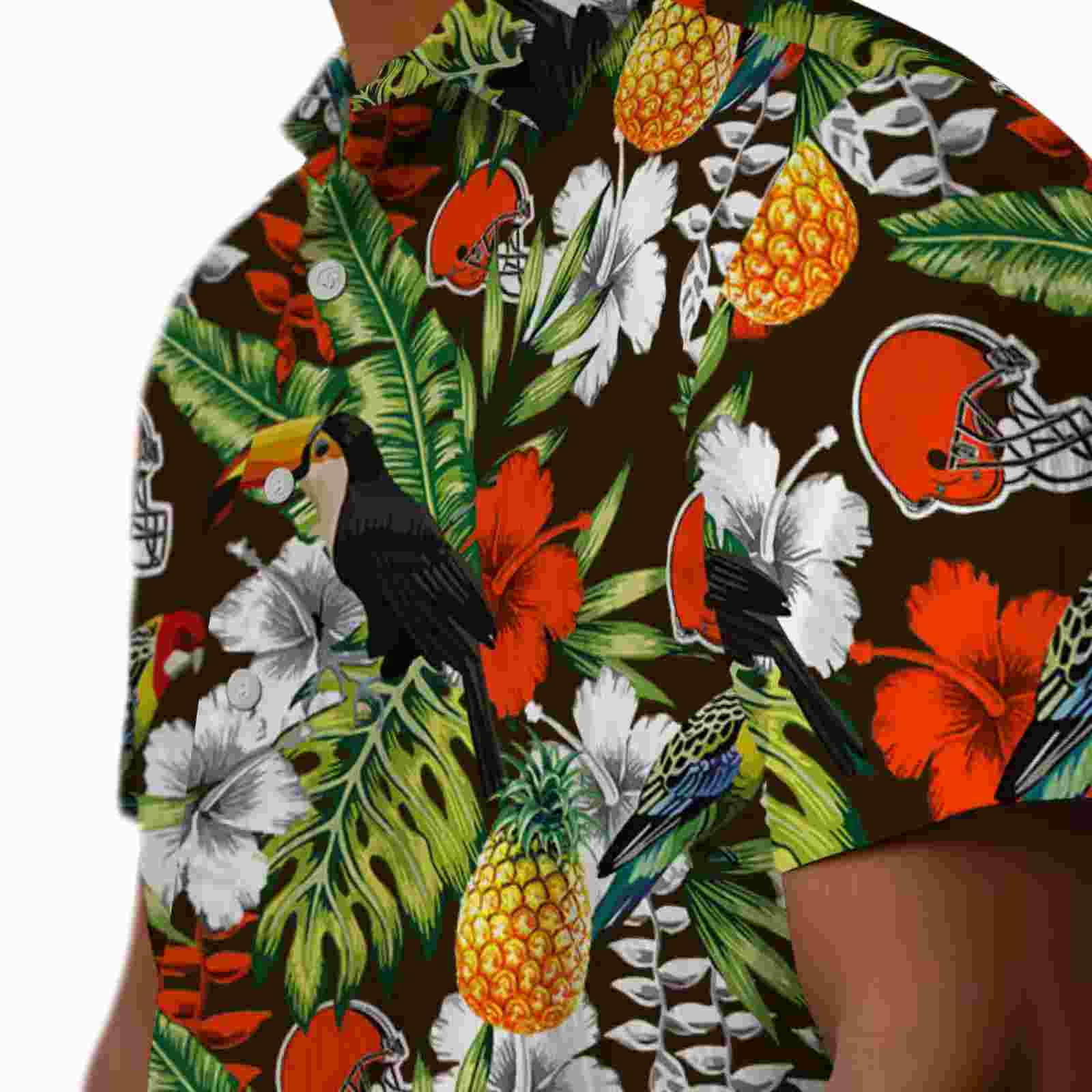 customized cleveland browns tropical toucan brown green hawaiian shirt trendy