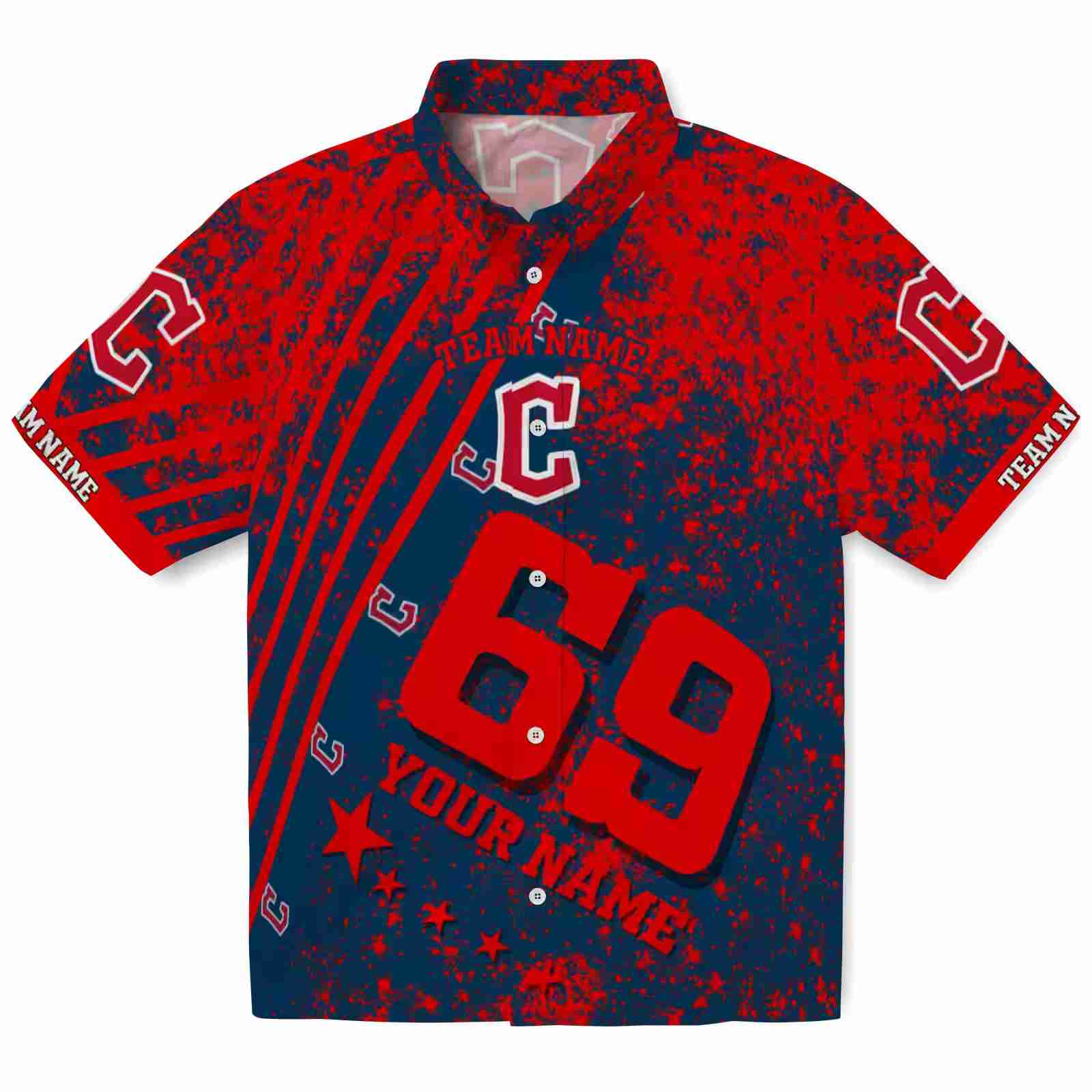 Customized Cleveland Guardians Star Stripes Navy Blue Hawaiian Shirt