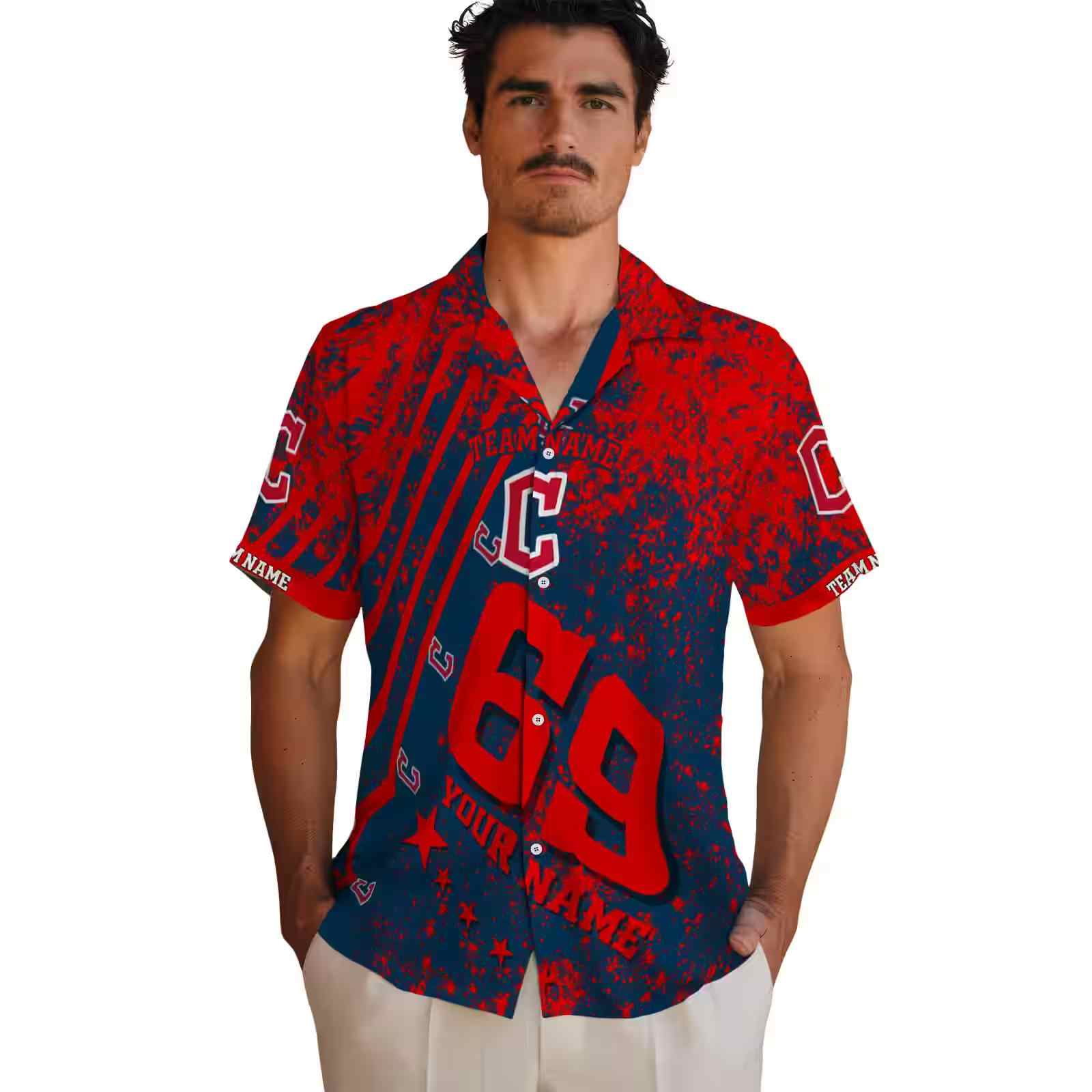 customized cleveland guardians star stripes navy blue hawaiian shirt fashion forward