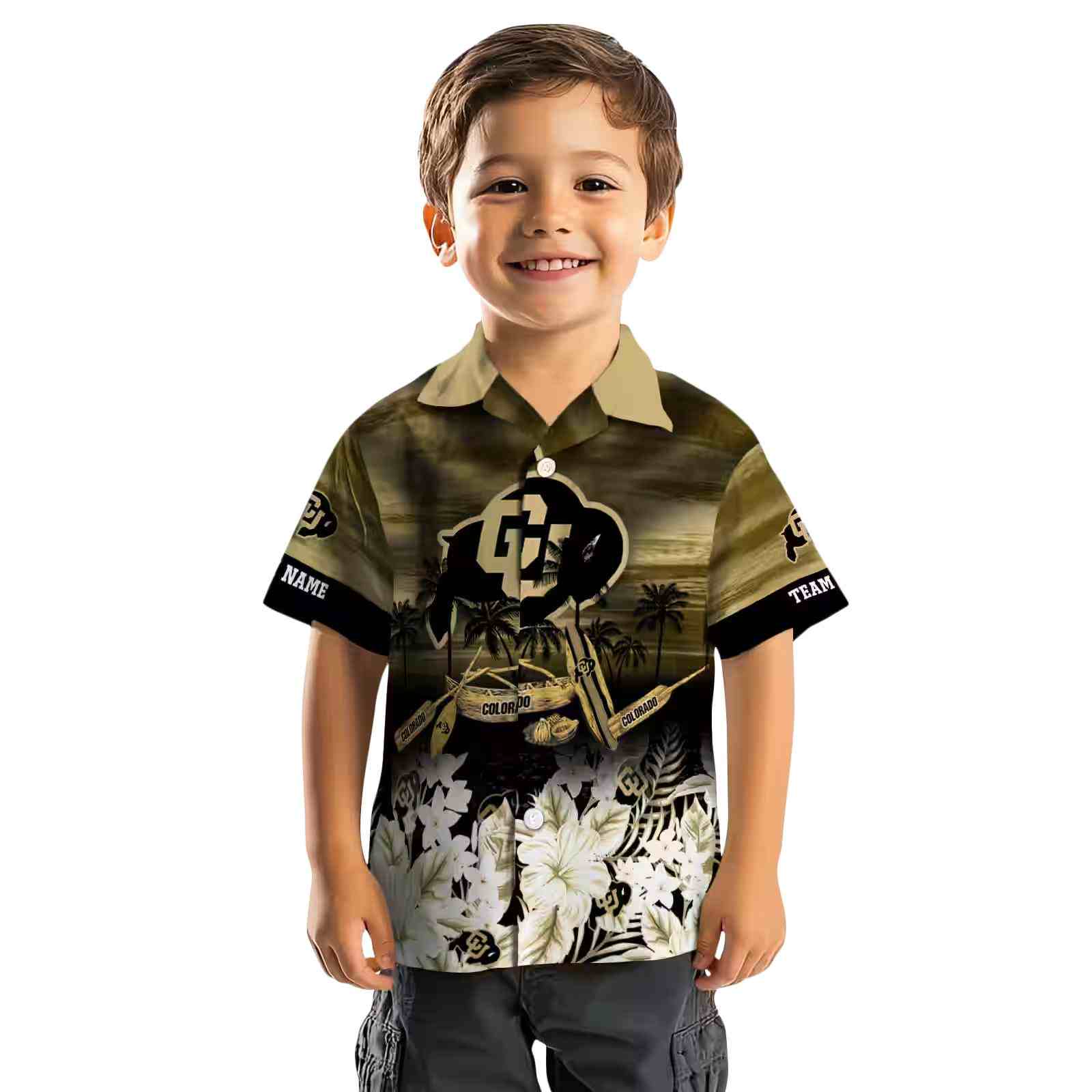 customized colorado buffaloes tropical canoe gold hawaiian shirt top rated