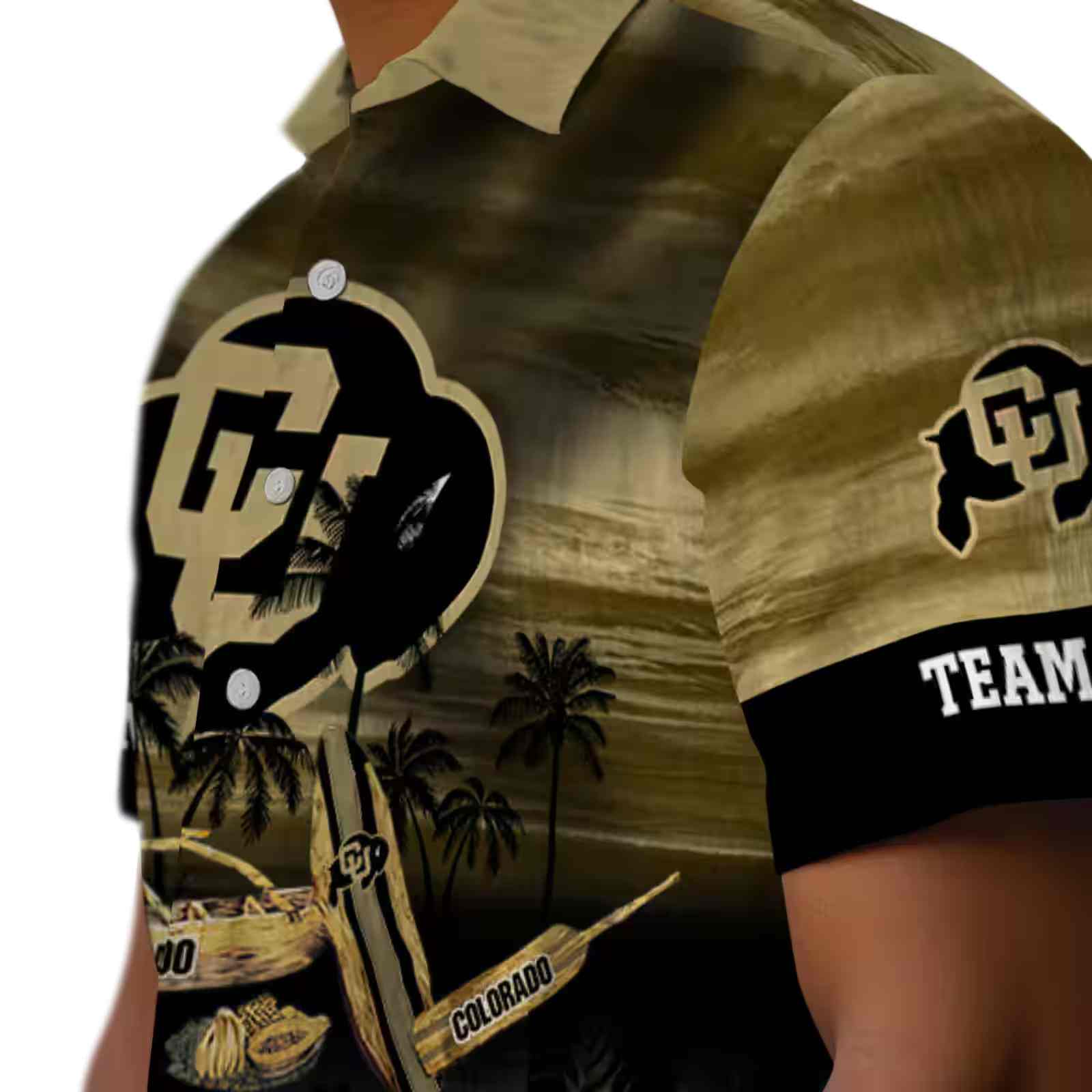 customized colorado buffaloes tropical canoe gold hawaiian shirt trendy