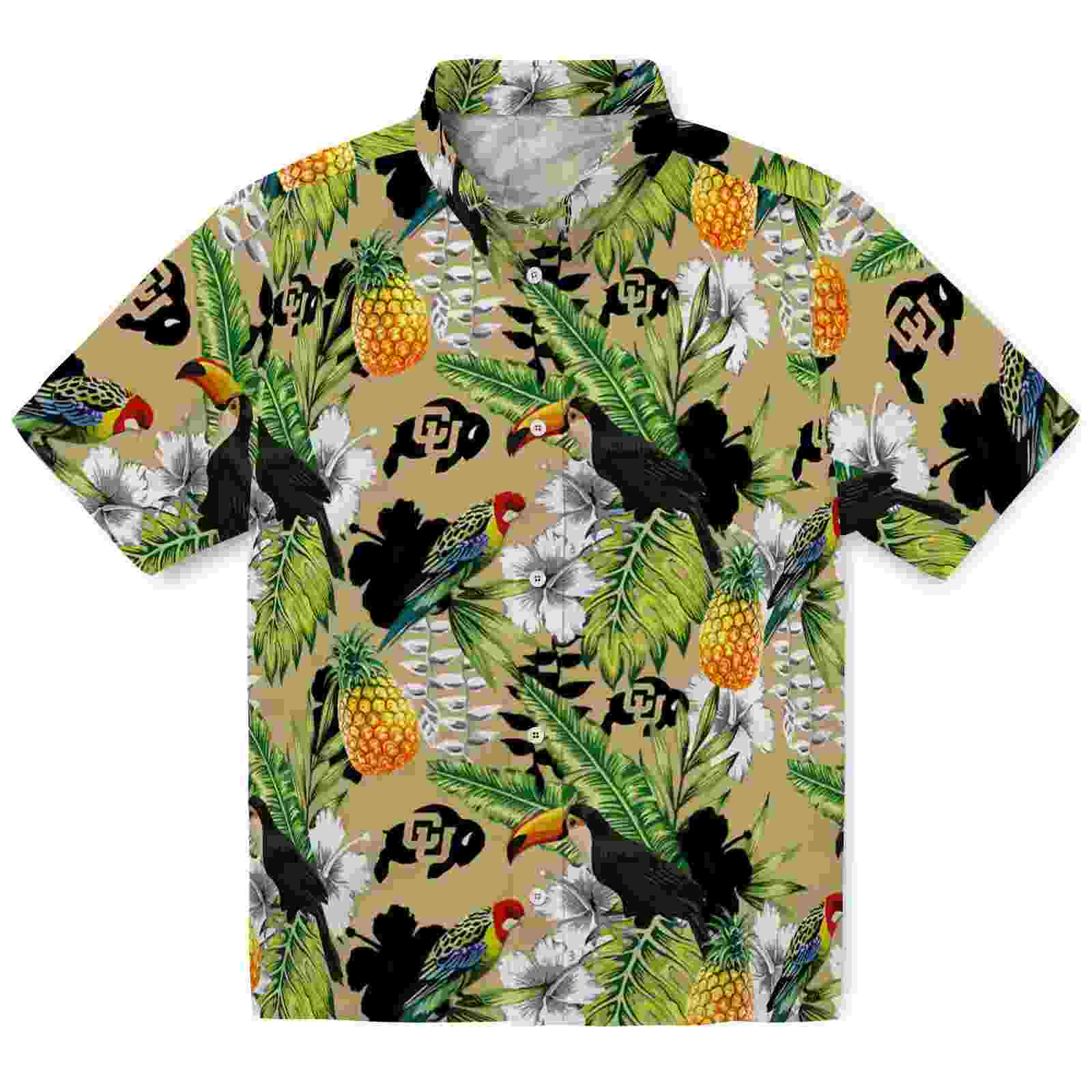 Customized Colorado Buffaloes Tropical Toucan Gold Green Hawaiian Shirt